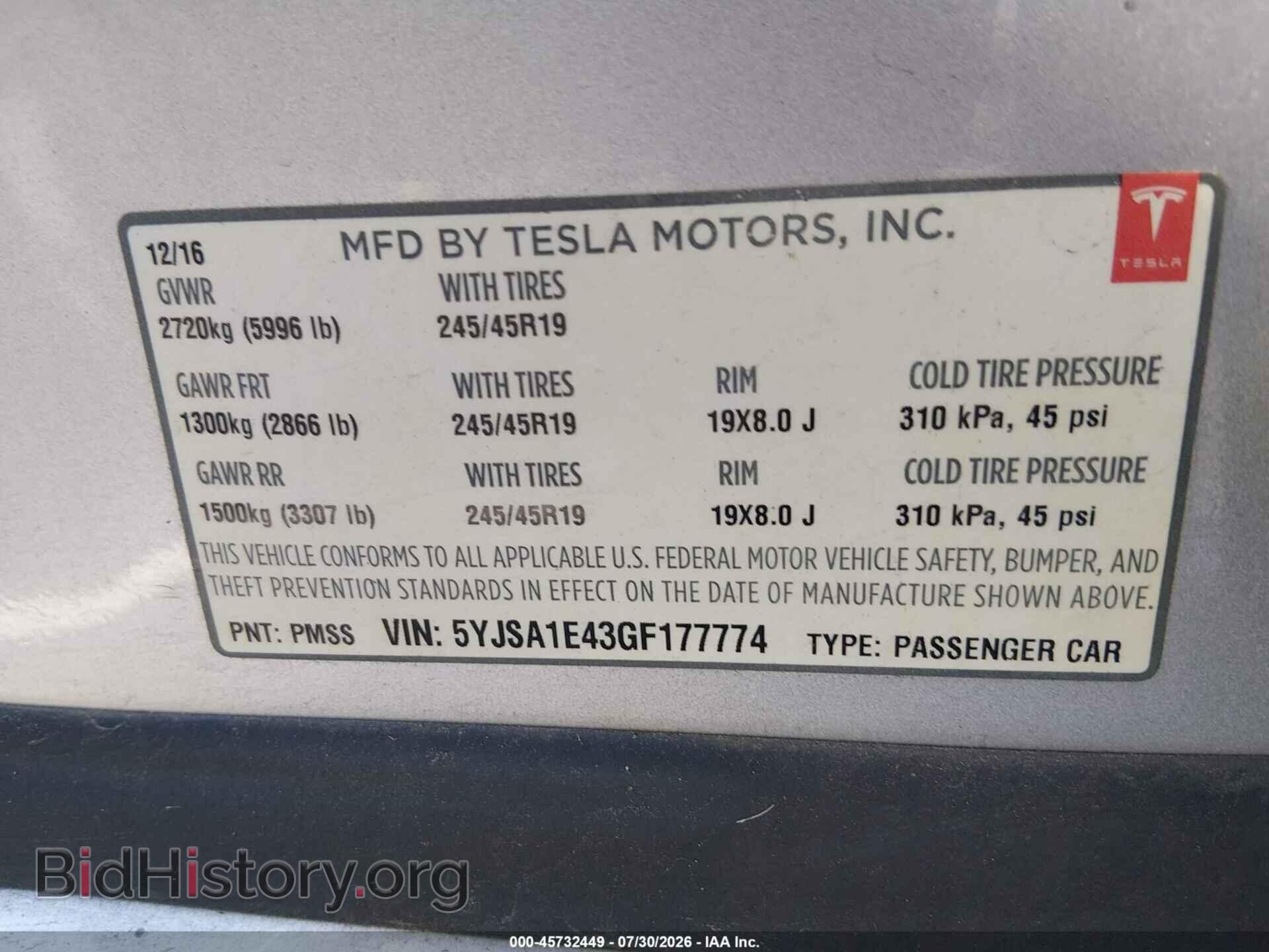 2016 TESLA MODEL S - VIN: 5YJSA1E43GF177774 - Photo 9