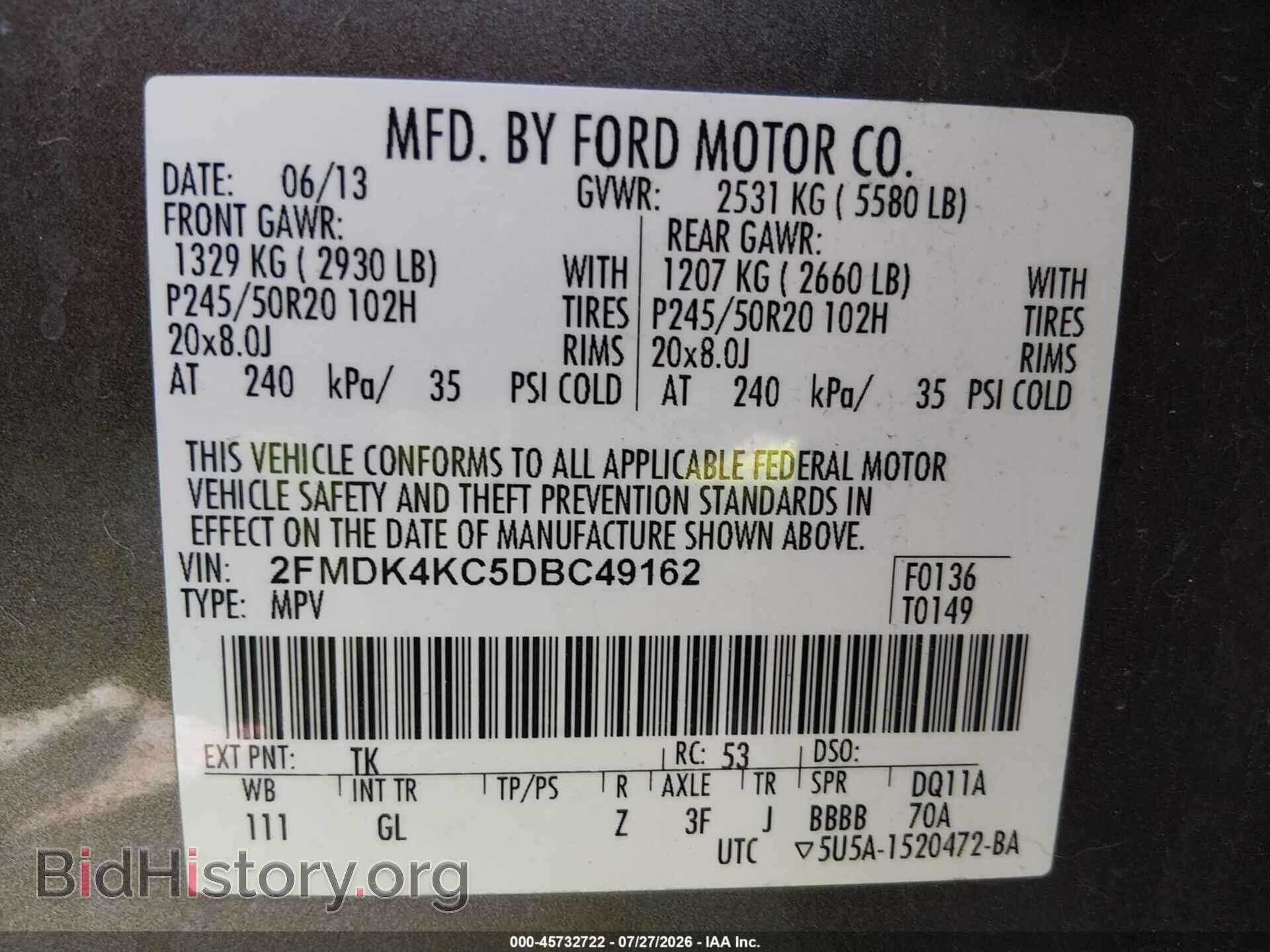 2013 FORD EDGE - VIN: 2FMDK4KC5DBC49162 - Photo 9