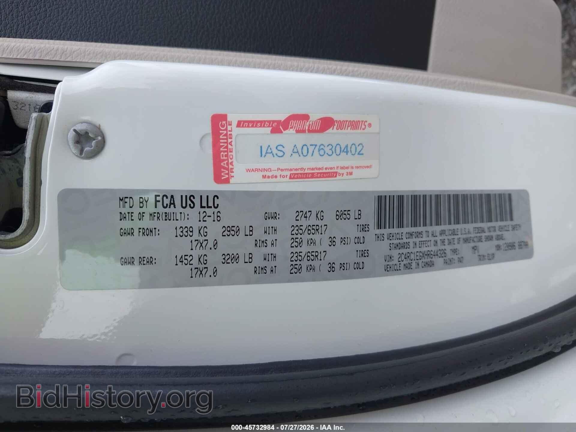 2017 CHRYSLER PACIFICA - VIN: 2C4RC1EGXHR644326 - Photo 9