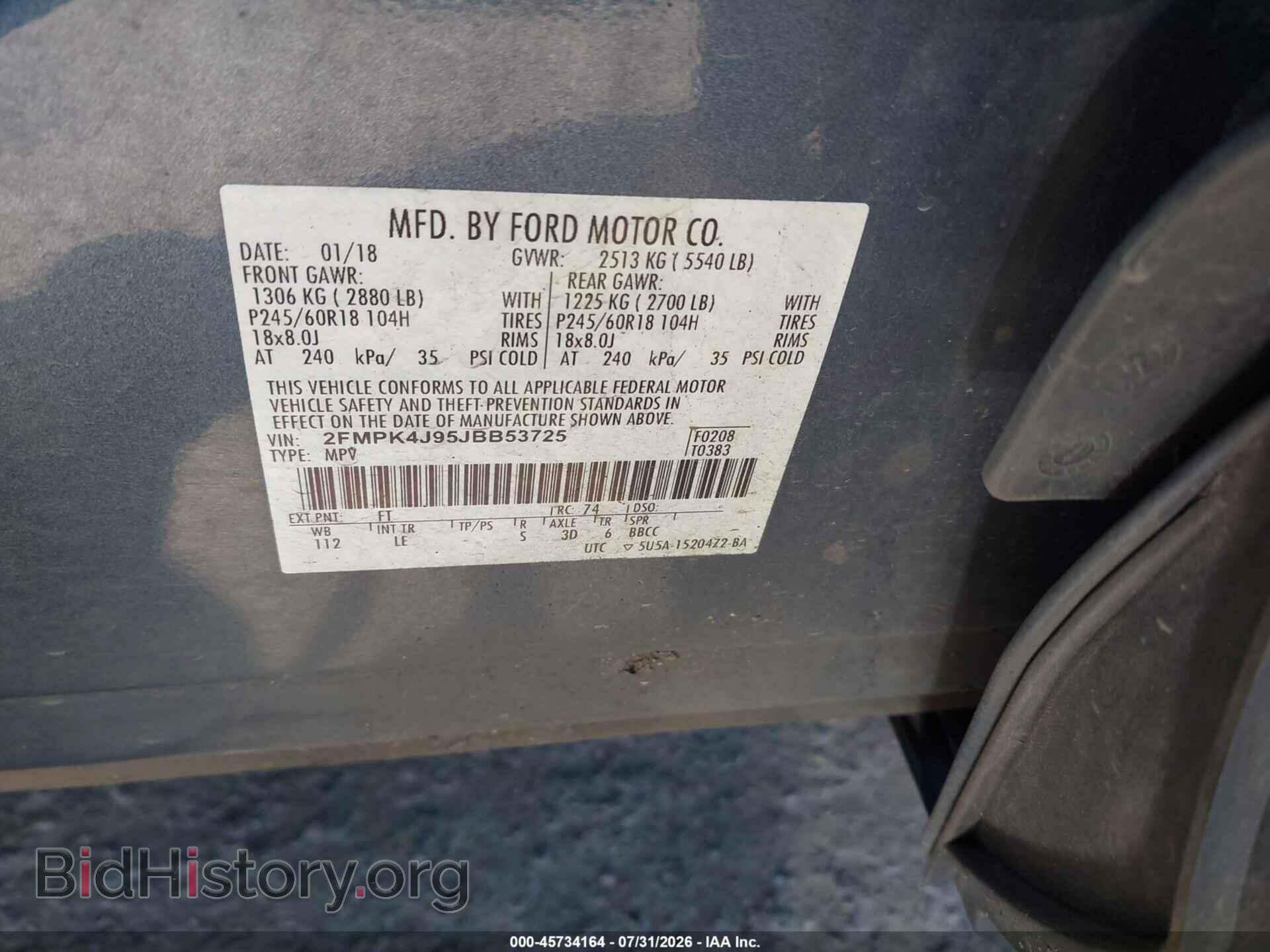 2018 FORD EDGE - VIN: 2FMPK4J95JBB53725 - Photo 9