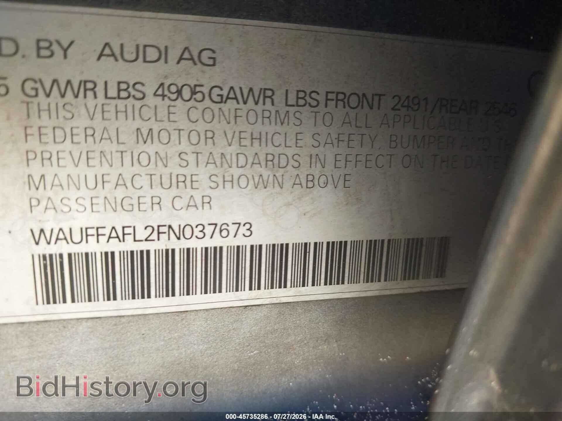 2015 AUDI A4 - VIN: WAUFFAFL2FN037673 - Фото 9