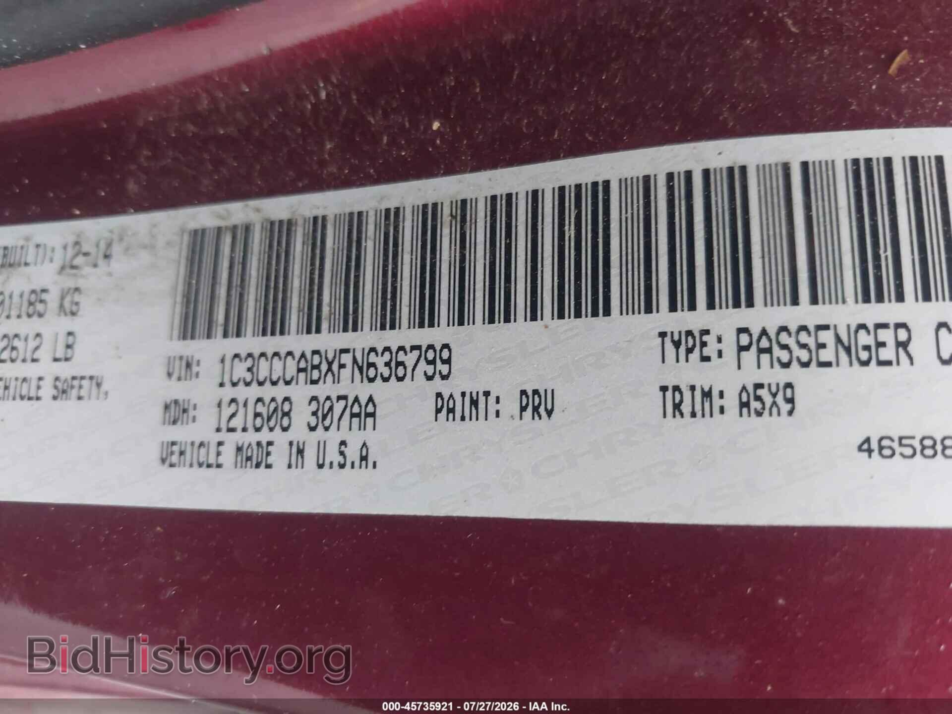 2015 CHRYSLER 200 - VIN: 1C3CCCABXFN636799 - Фото 9