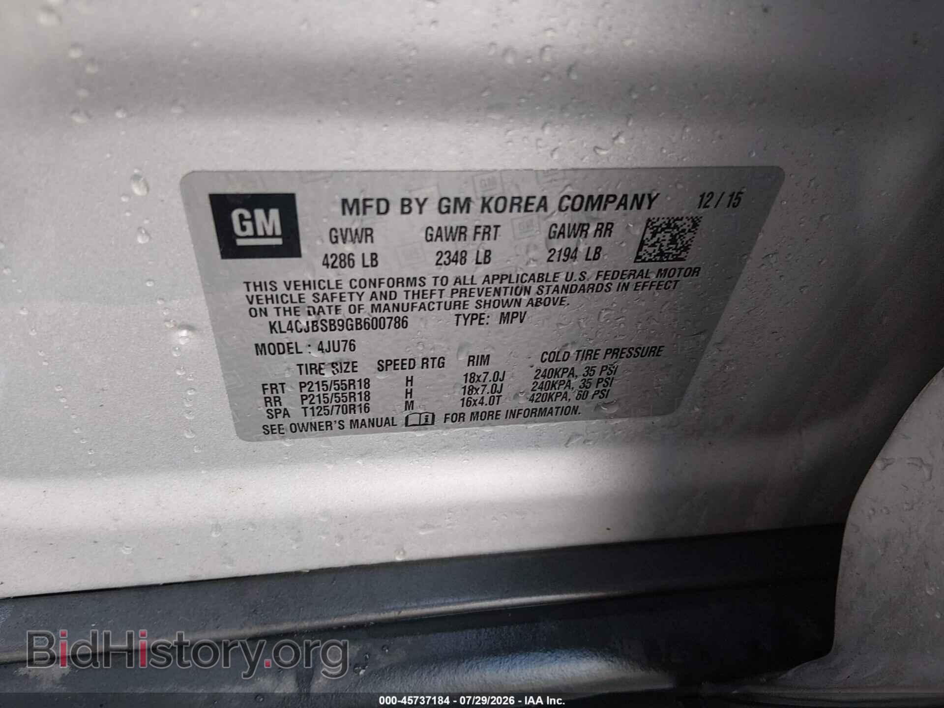 2016 BUICK ENCORE - VIN: KL4CJBSB9GB600786 - Photo 9