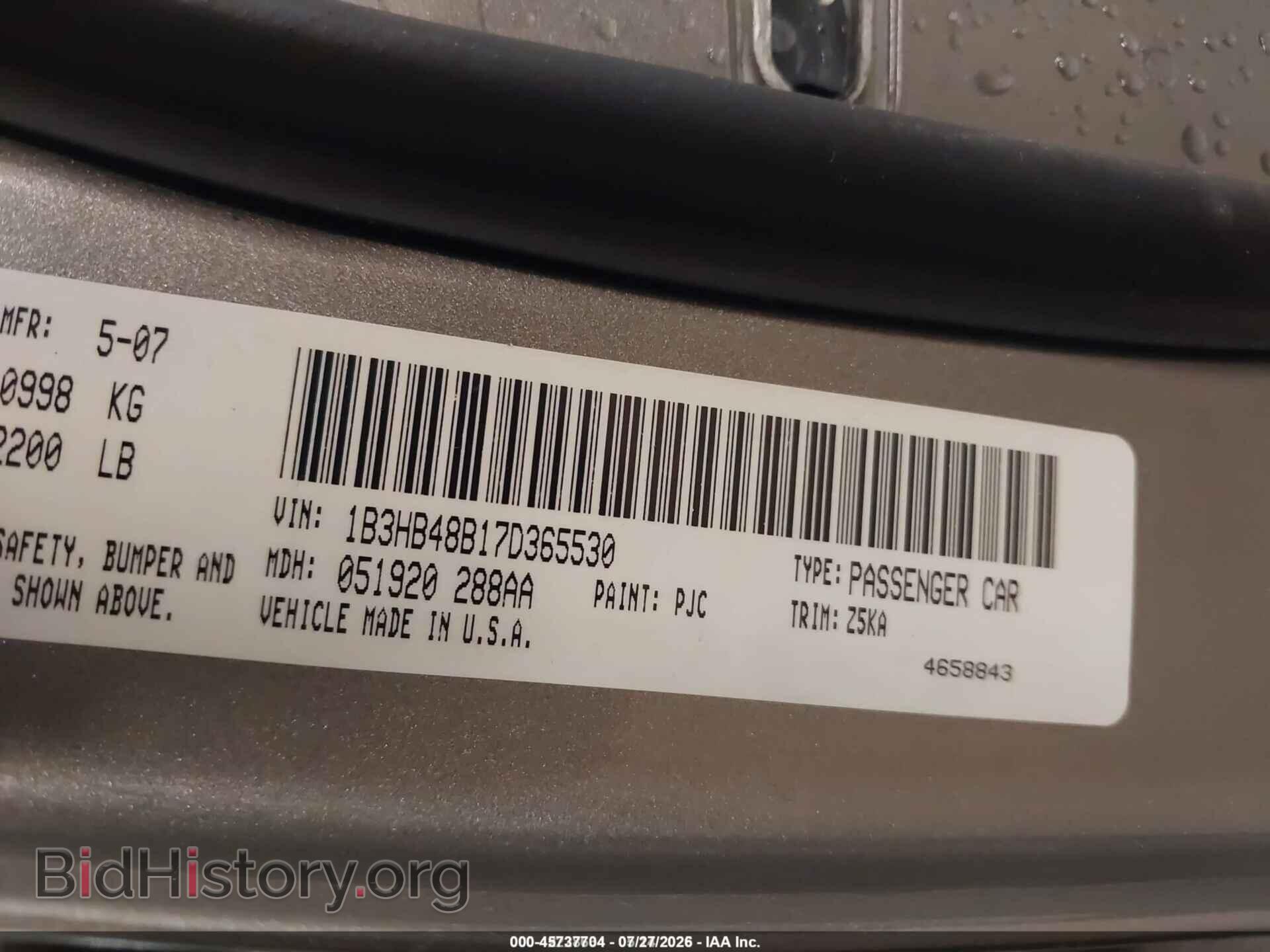 2007 DODGE CALIBER - VIN: 1B3HB48B17D365530 - Photo 9