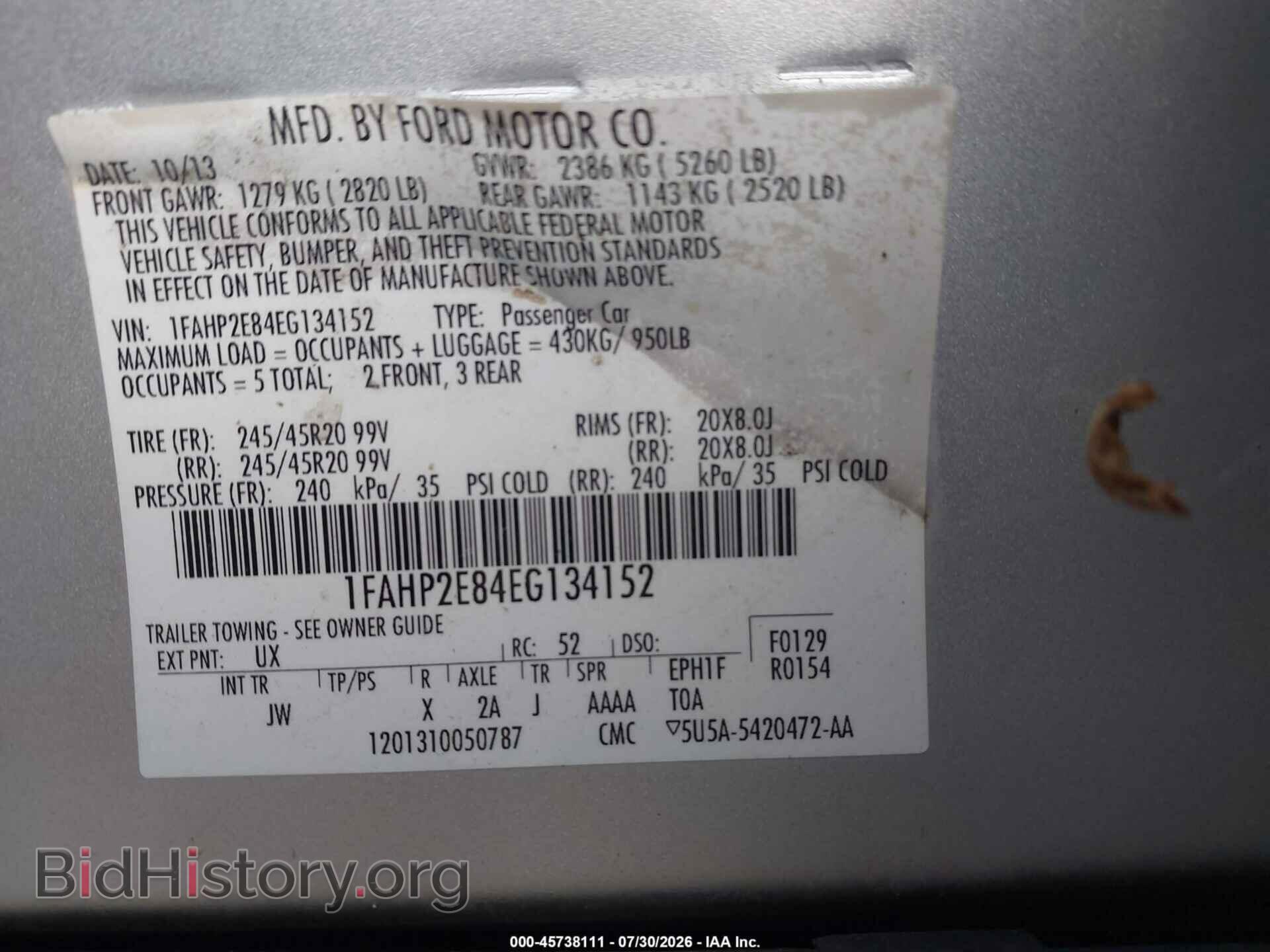 2014 FORD TAURUS - VIN: 1FAHP2E84EG134152 - Photo 9