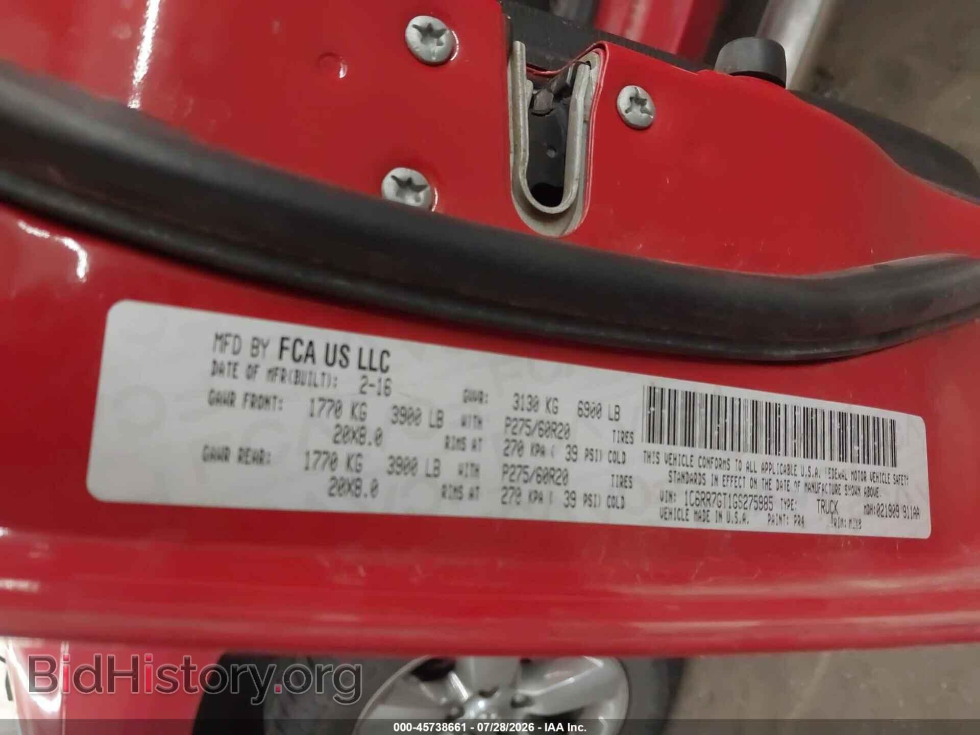 2016 RAM 1500 - VIN: 1C6RR7GT1GS275985 - Фото 9