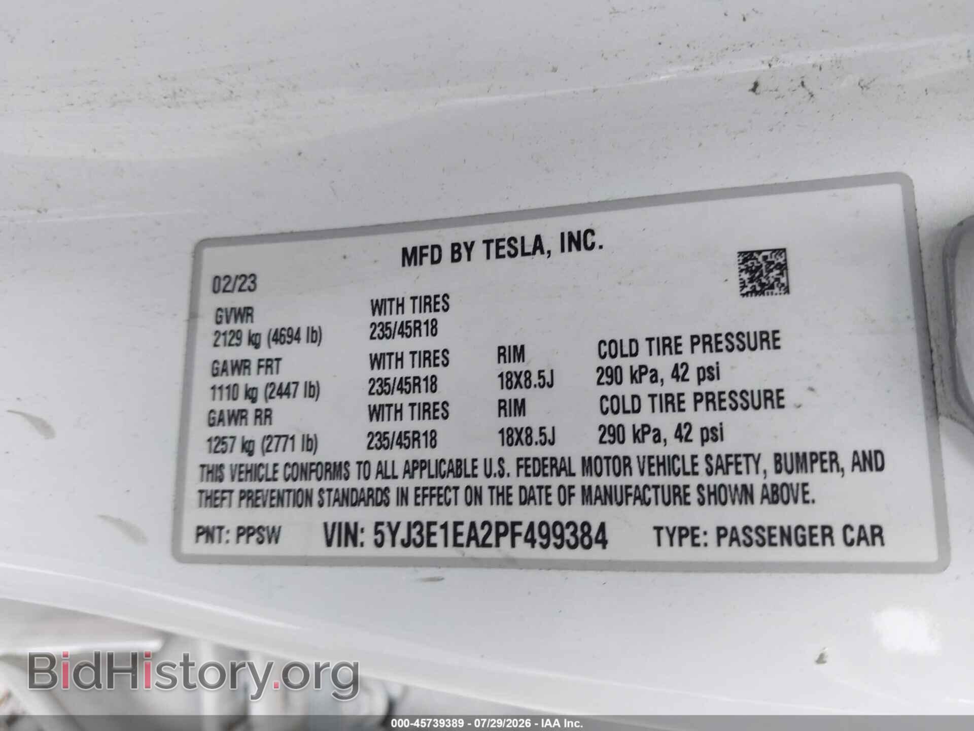 2023 TESLA MODEL 3 - VIN: 5YJ3E1EA2PF499384 - Фото 9