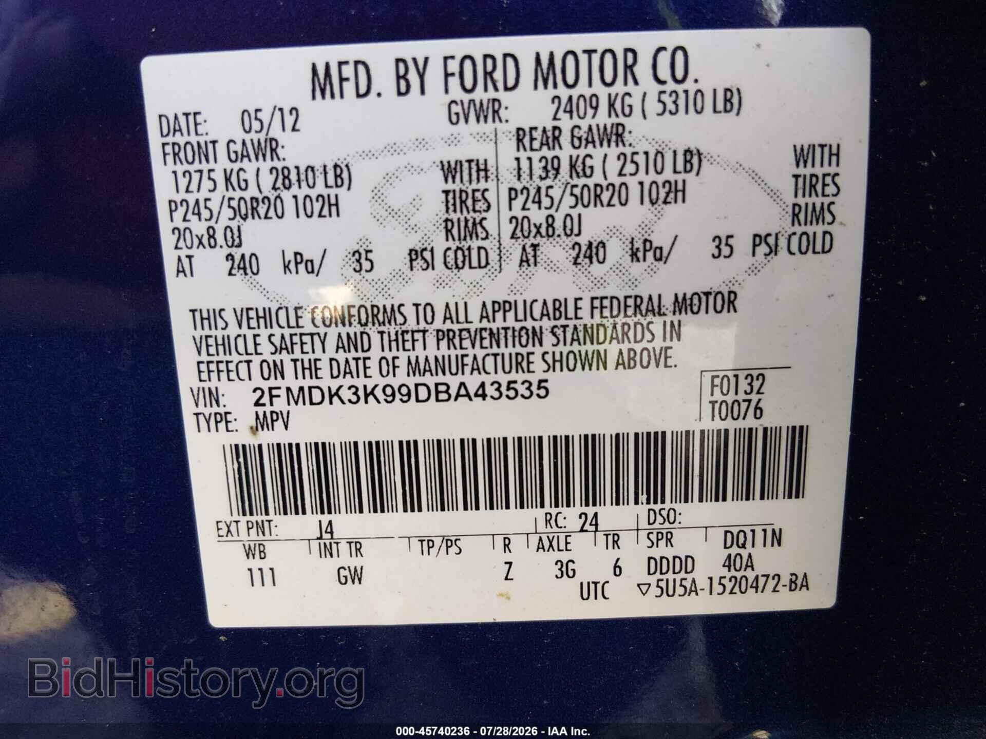 2013 FORD EDGE - VIN: 2FMDK3K99DBA43535 - Photo 9