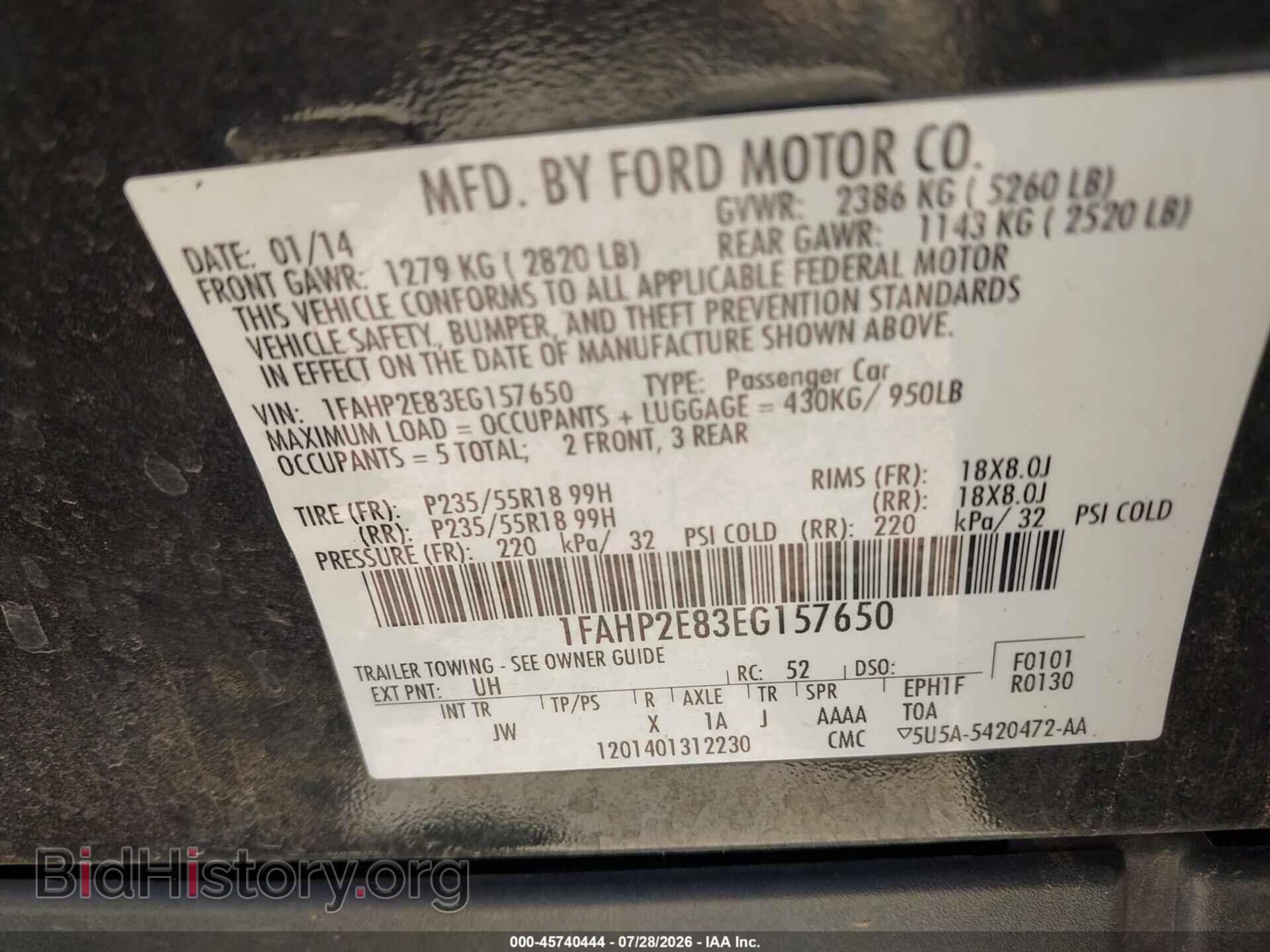 2014 FORD TAURUS - VIN: 1FAHP2E83EG157650 - Photo 9