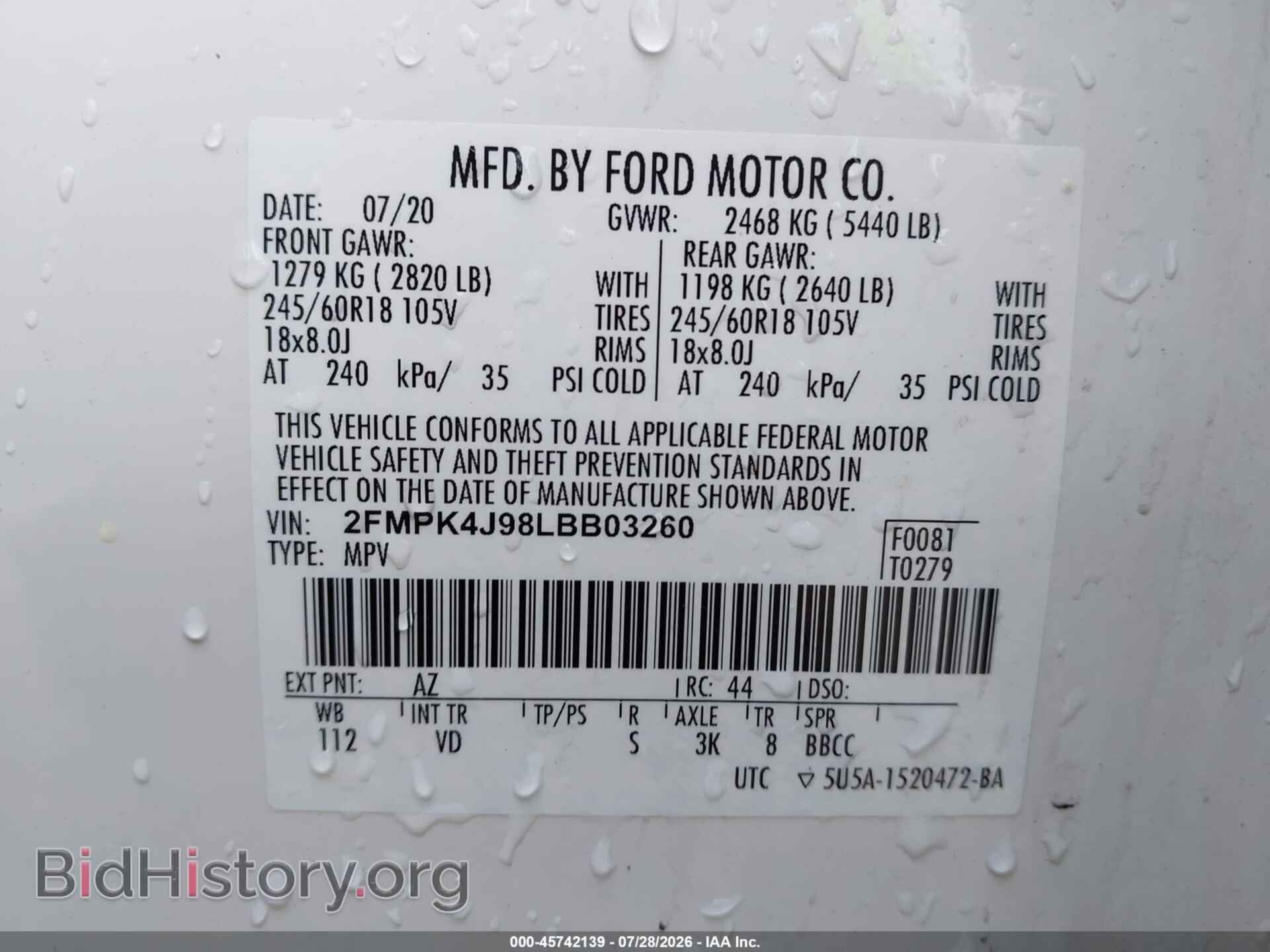 2020 FORD EDGE - VIN: 2FMPK4J98LBB03260 - Photo 9