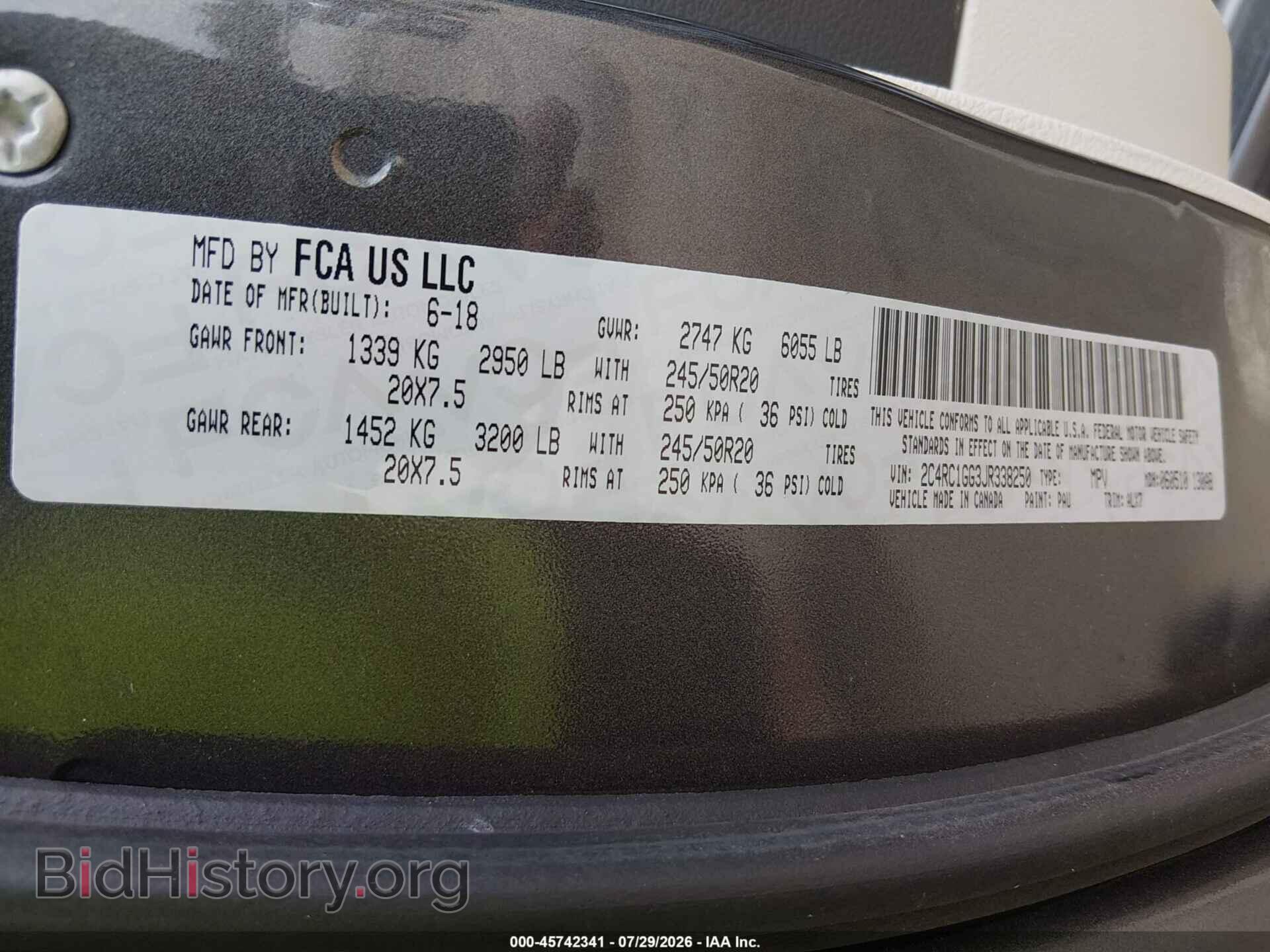 2018 CHRYSLER PACIFICA - VIN: 2C4RC1GG3JR338250 - Photo 9