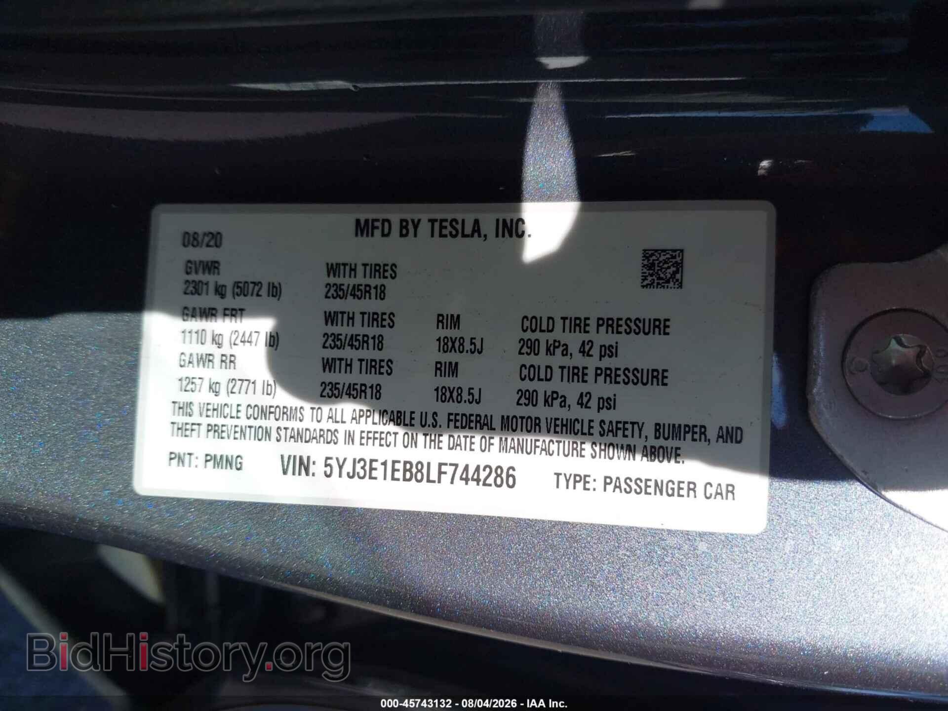2020 TESLA MODEL 3 - VIN: 5YJ3E1EB8LF744286 - Фото 9