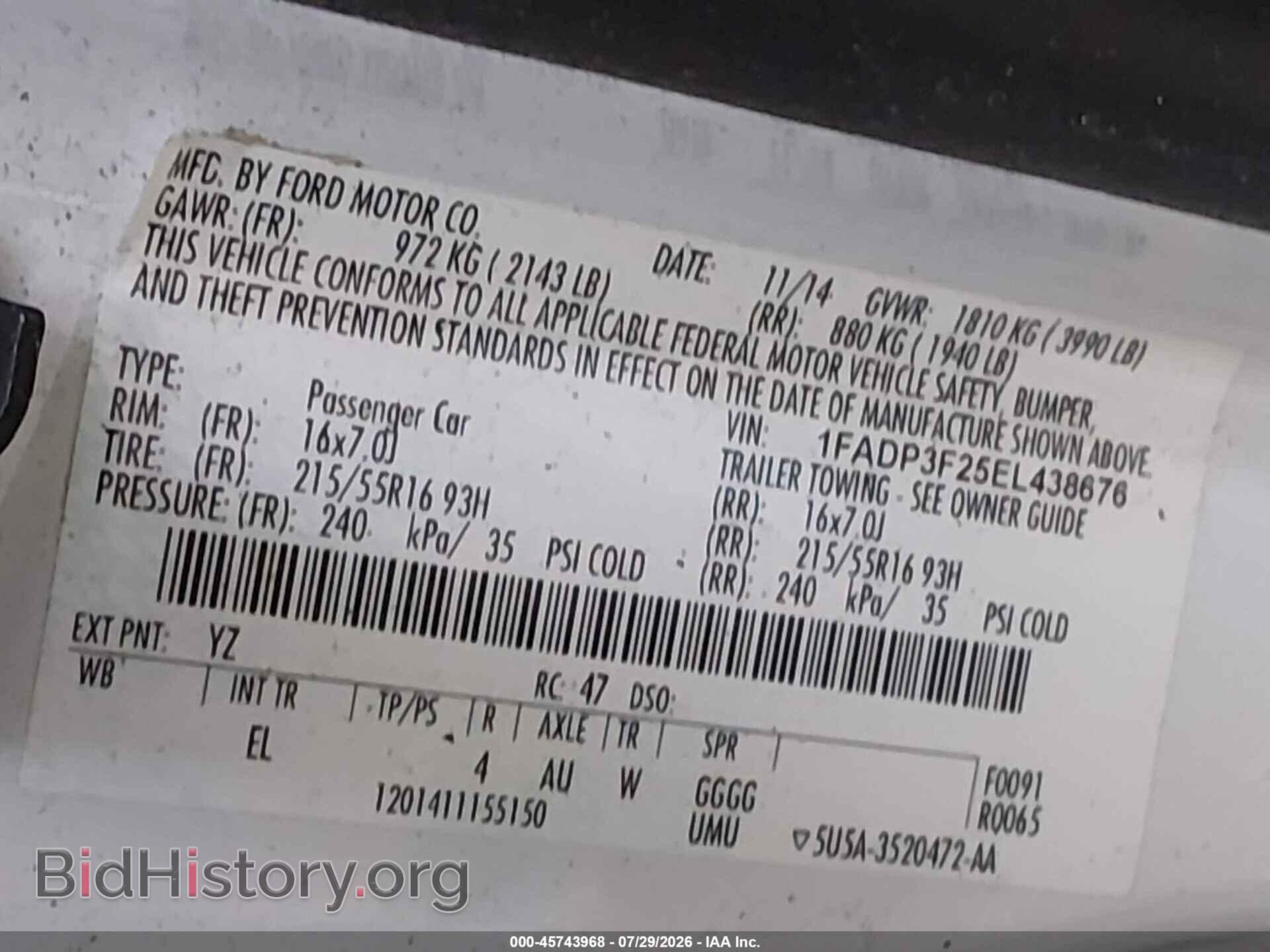 2014 FORD FOCUS - VIN: 1FADP3F25EL438676 - Фото 9