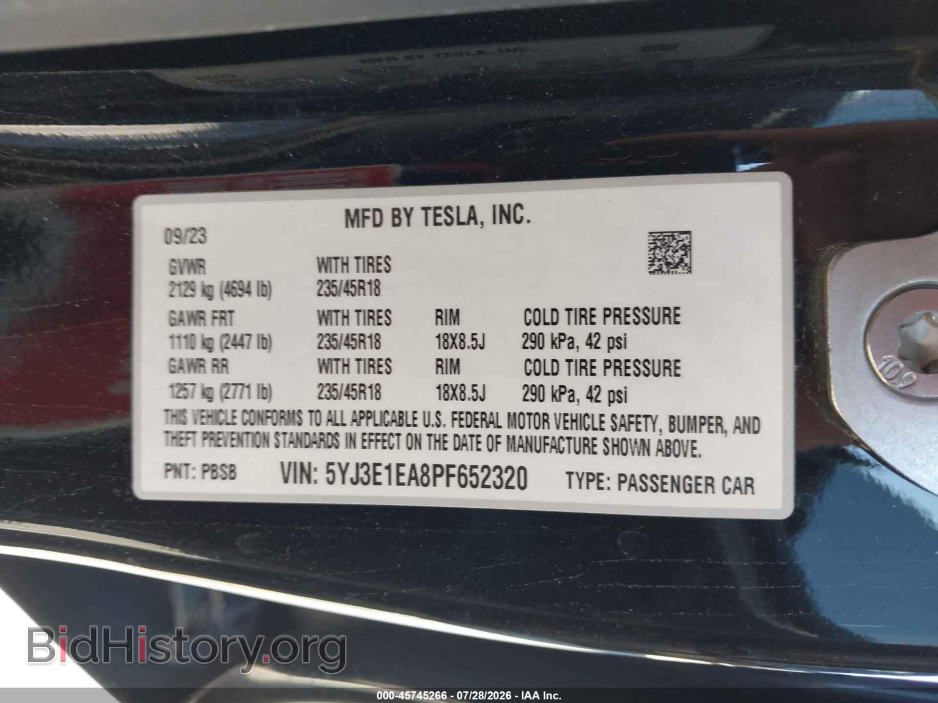 2023 TESLA MODEL 3 - VIN: 5YJ3E1EA8PF652320 - Фото 9