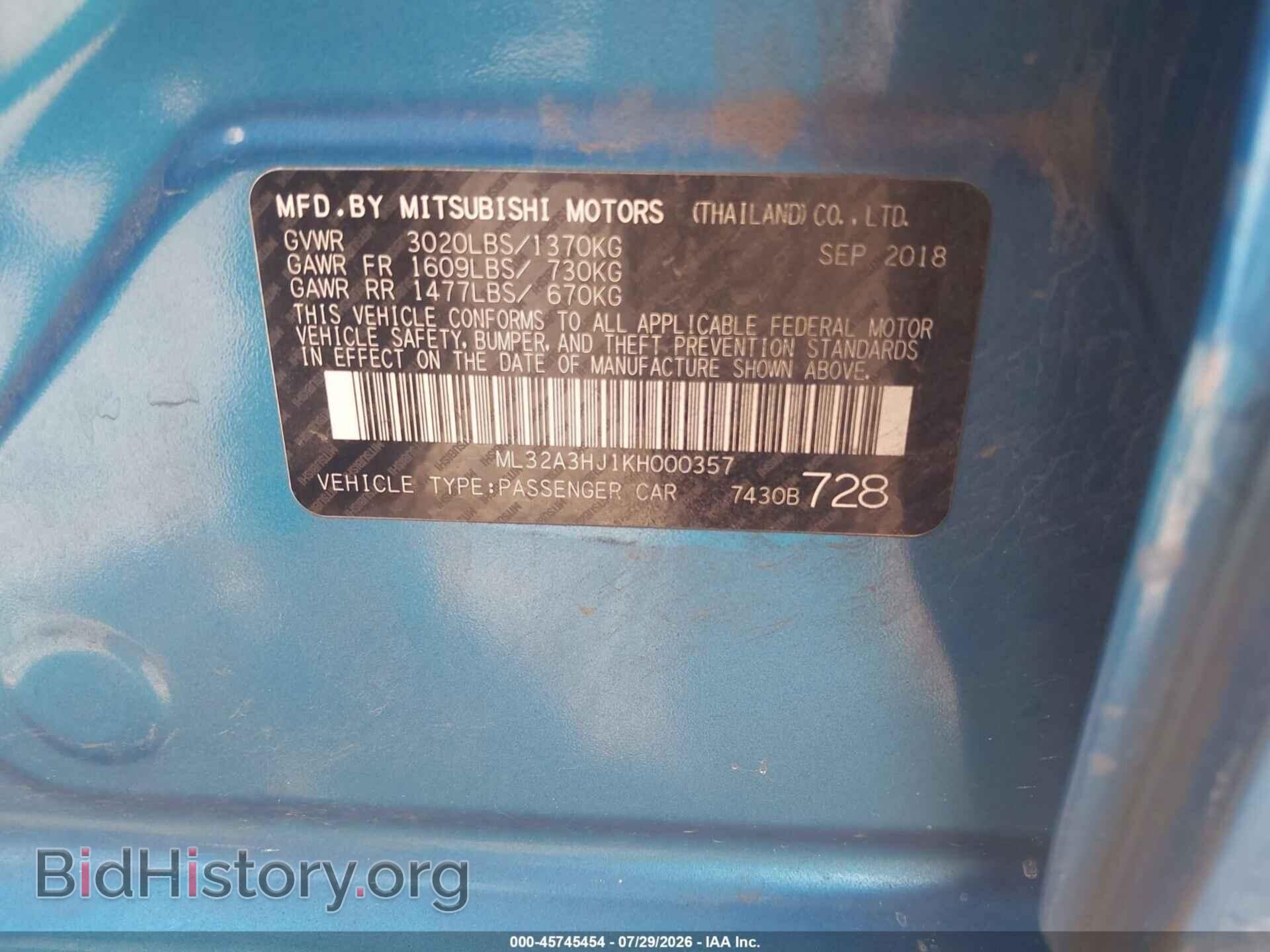 2019 MITSUBISHI MIRAGE - VIN: ML32A3HJ1KH000357 - Фото 9