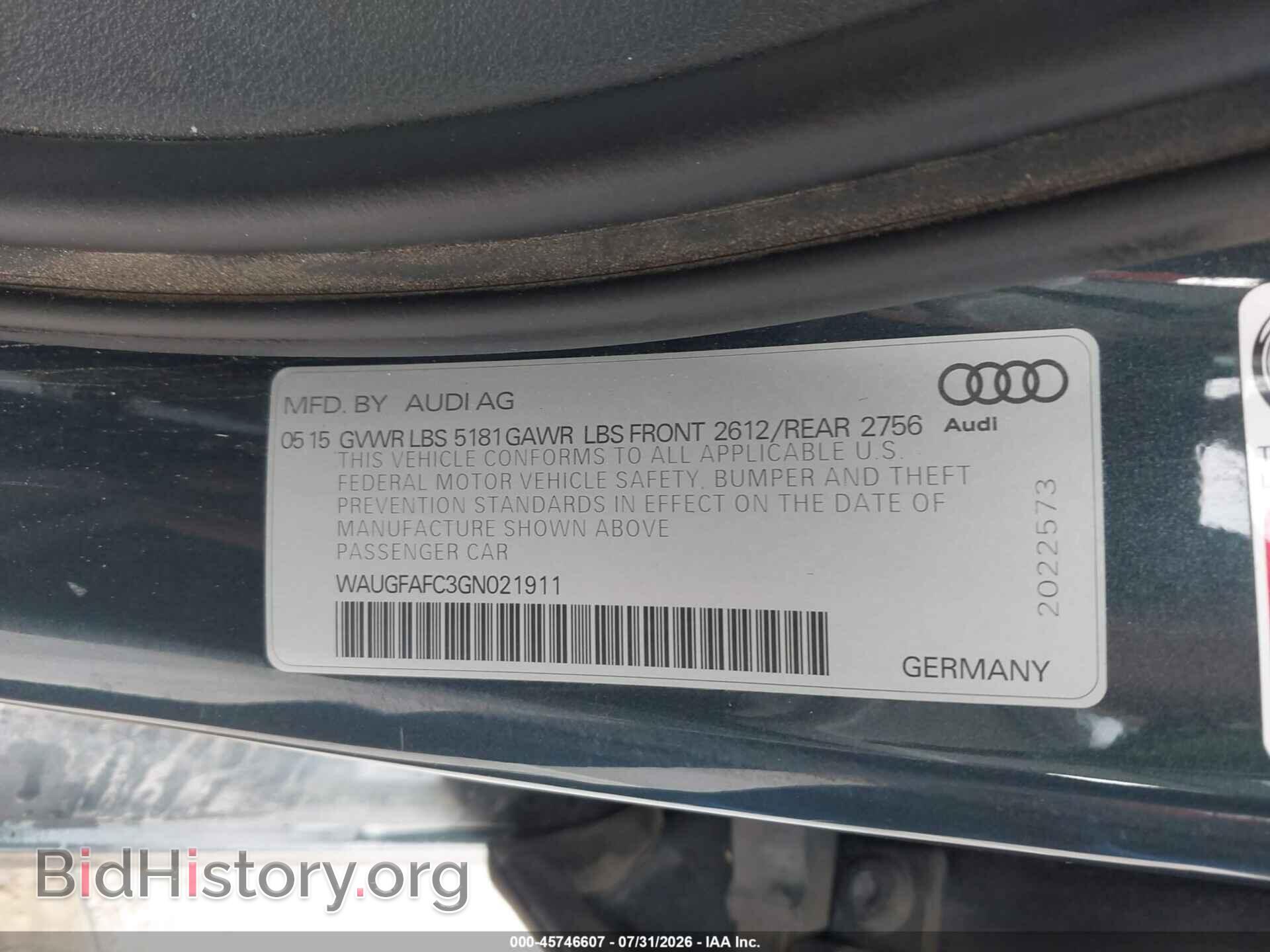 2016 AUDI A6 - VIN: WAUGFAFC3GN021911 - Photo 9