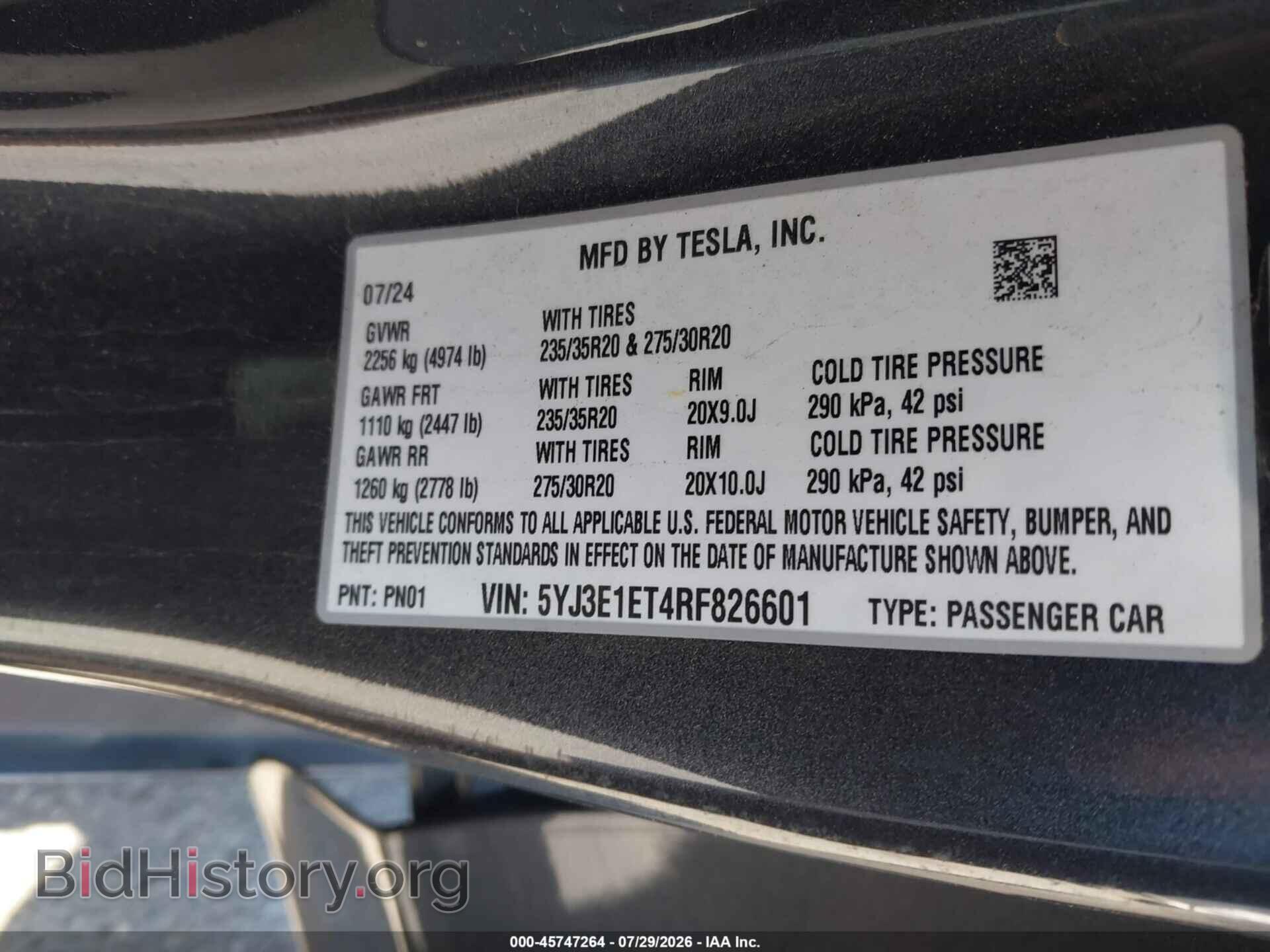 2024 TESLA MODEL 3 - VIN: 5YJ3E1ET4RF826601 - Фото 9