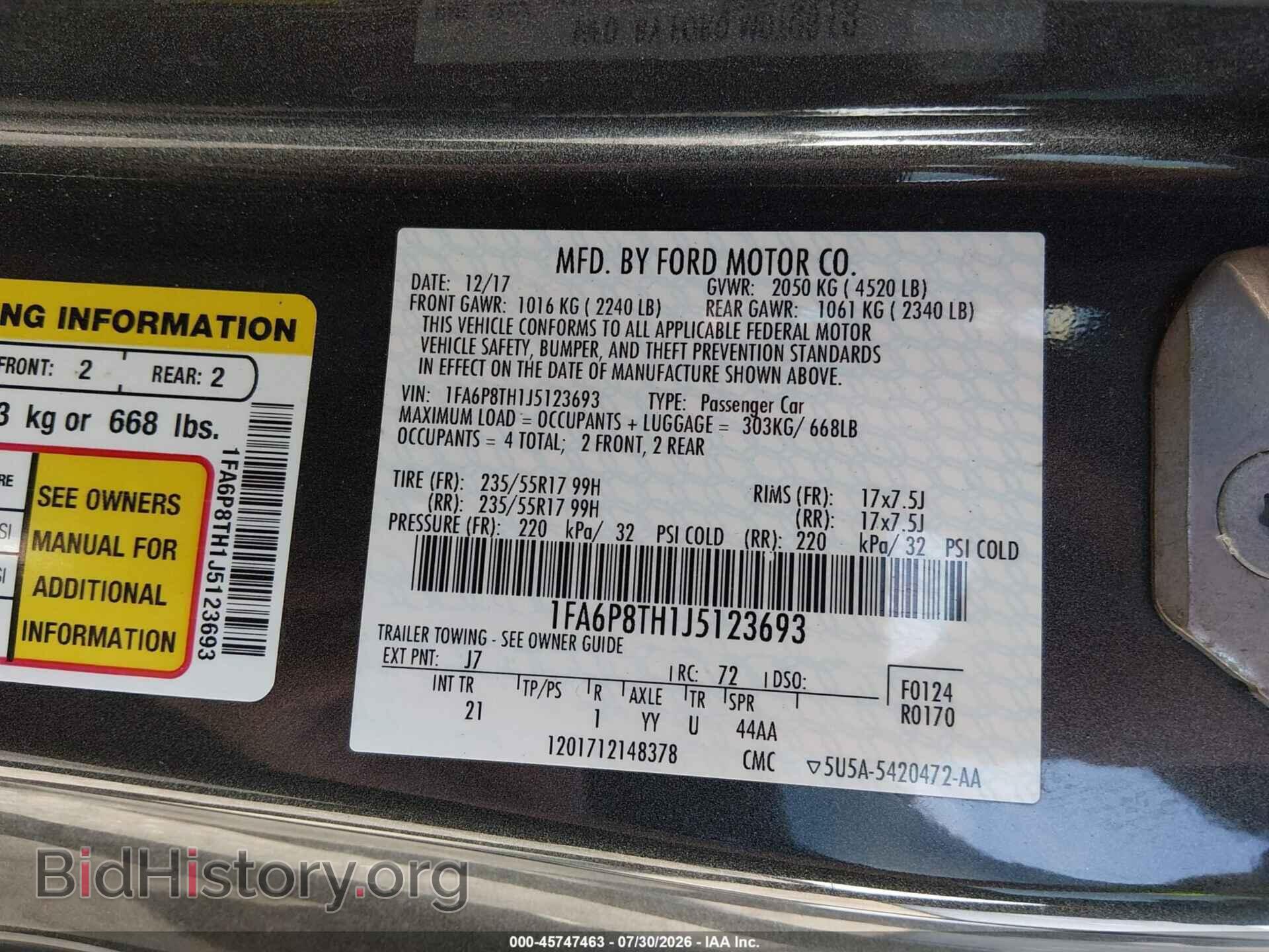 2018 FORD MUSTANG - VIN: 1FA6P8TH1J5123693 - Photo 9