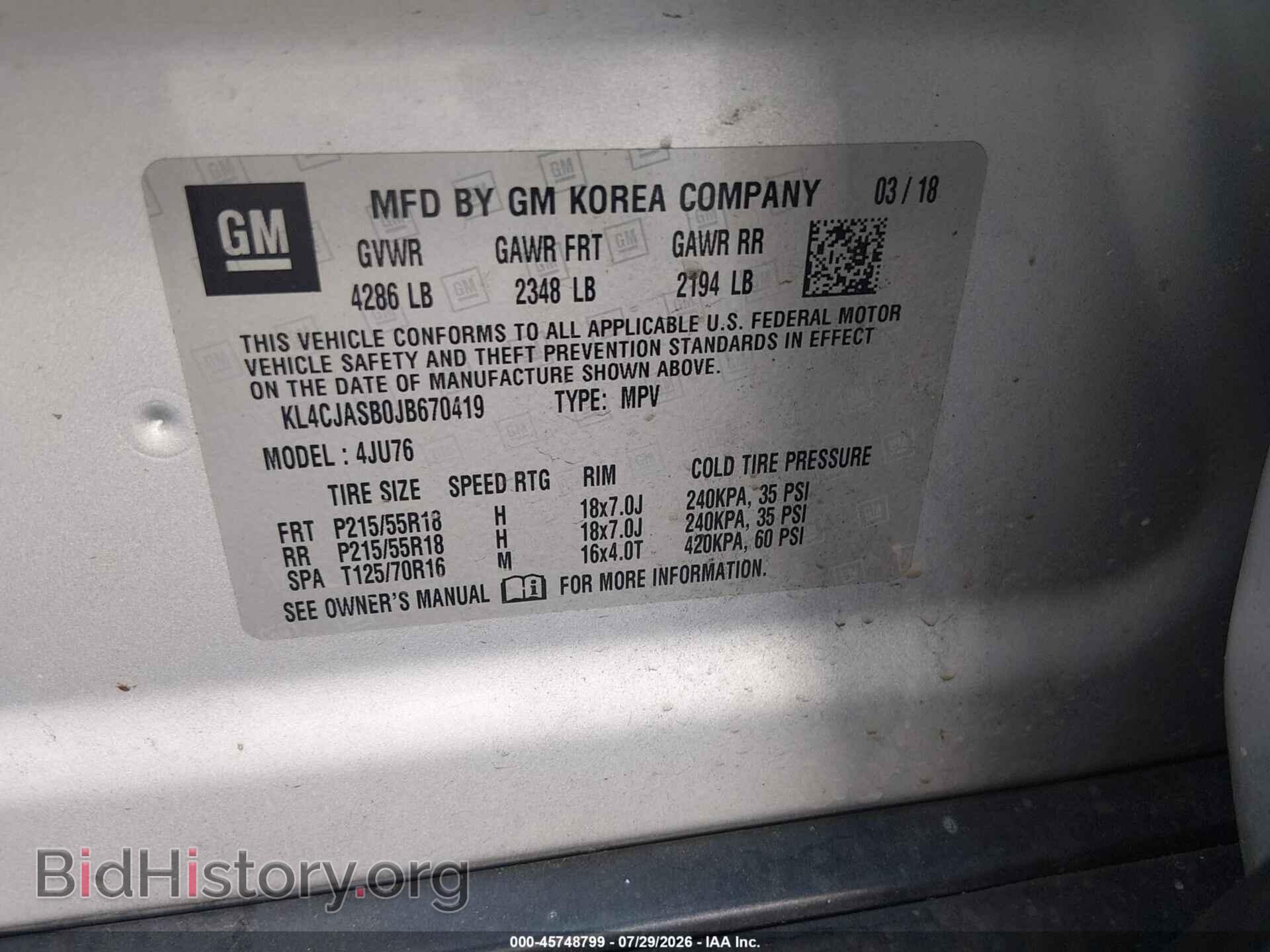 2018 BUICK ENCORE - VIN: KL4CJASB0JB670419 - Photo 9
