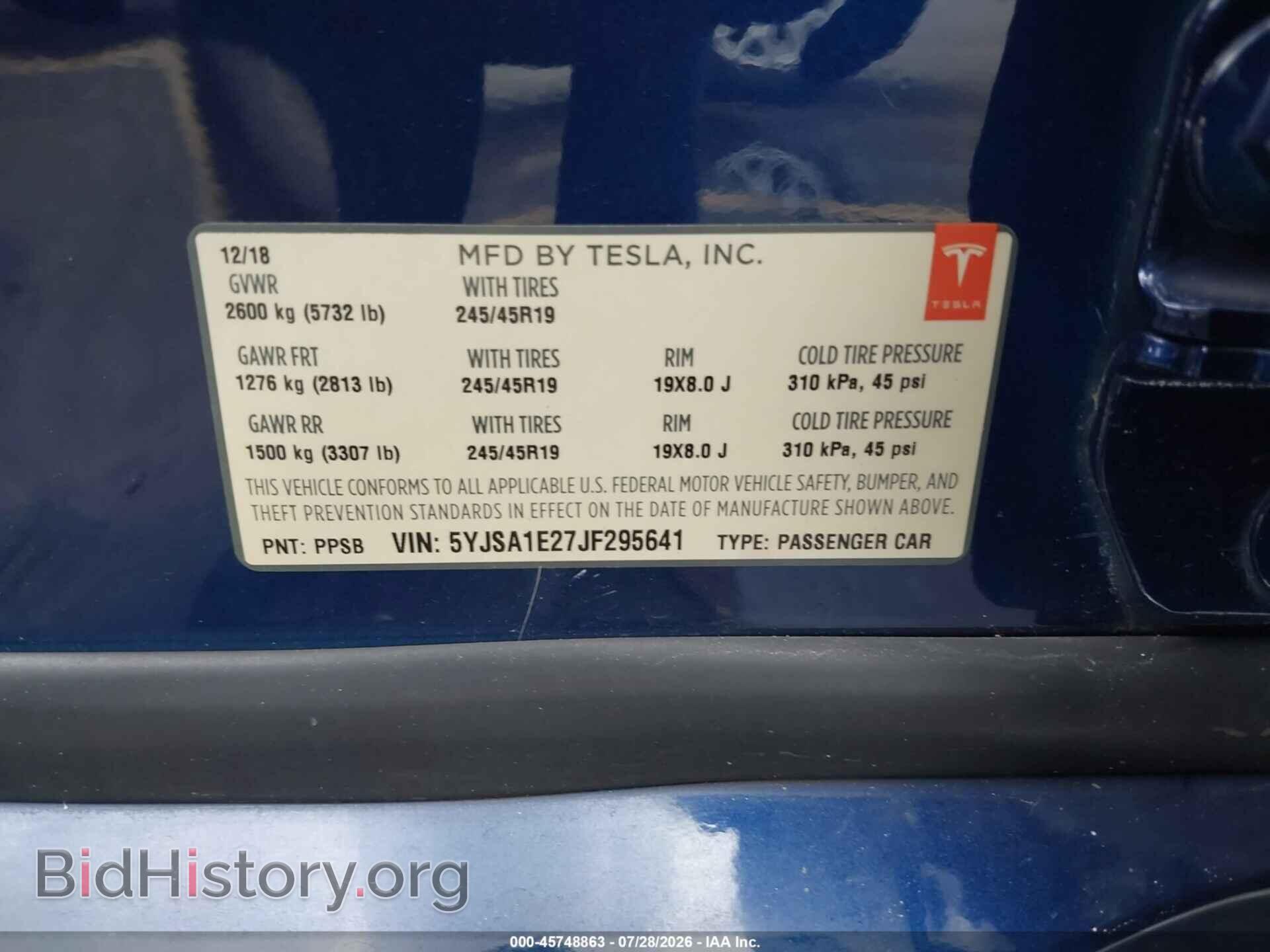 2018 TESLA MODEL S - VIN: 5YJSA1E27JF295641 - Фото 9