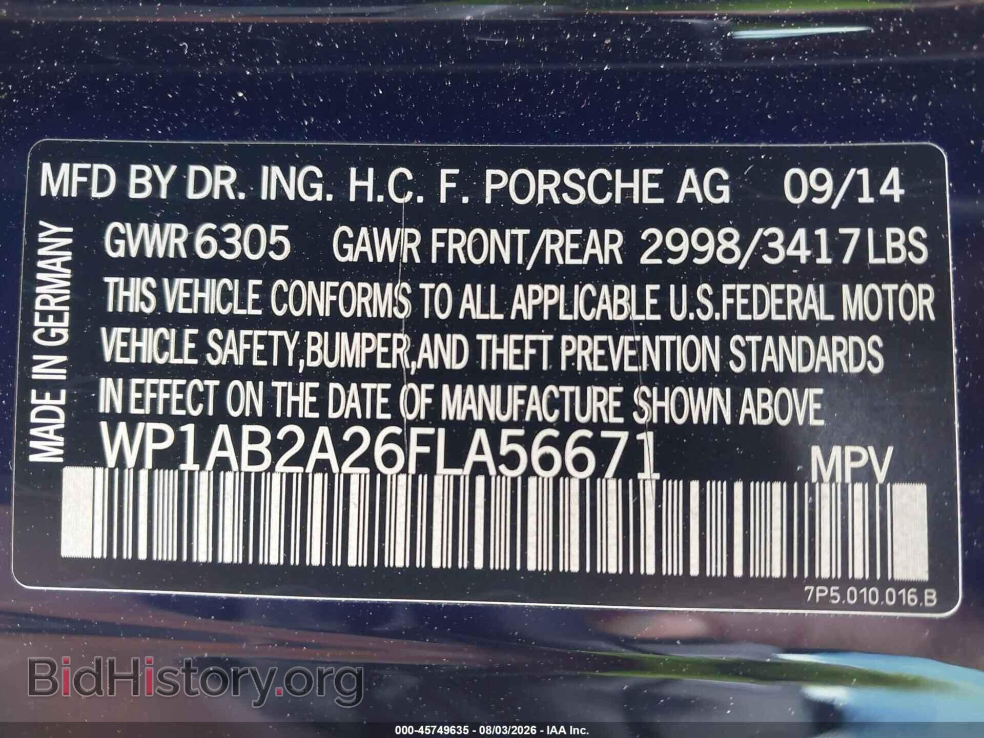 2015 PORSCHE CAYENNE - VIN: WP1AB2A26FLA56671 - Photo 9