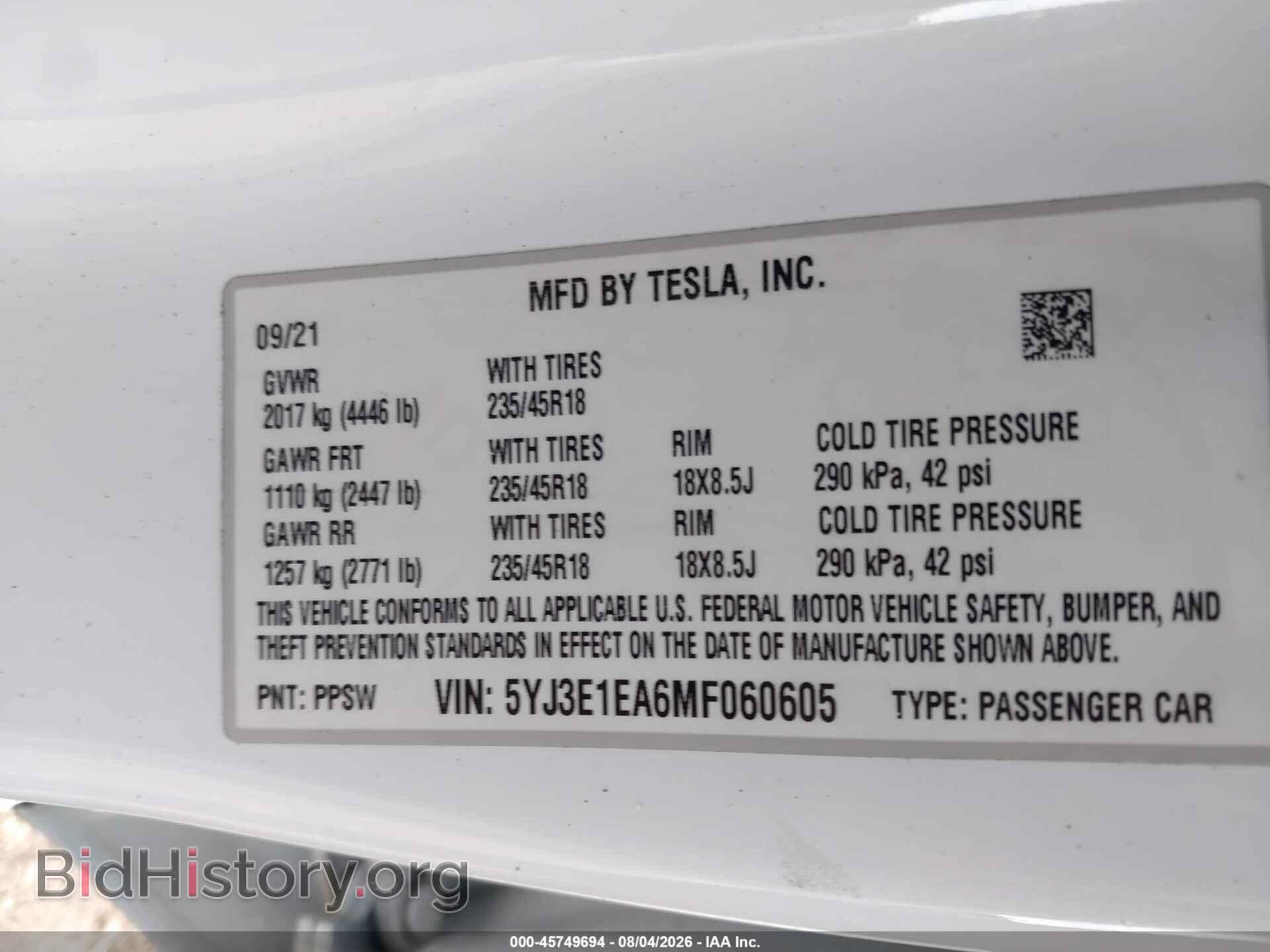 2021 TESLA MODEL 3 - VIN: 5YJ3E1EA6MF060605 - Photo 9
