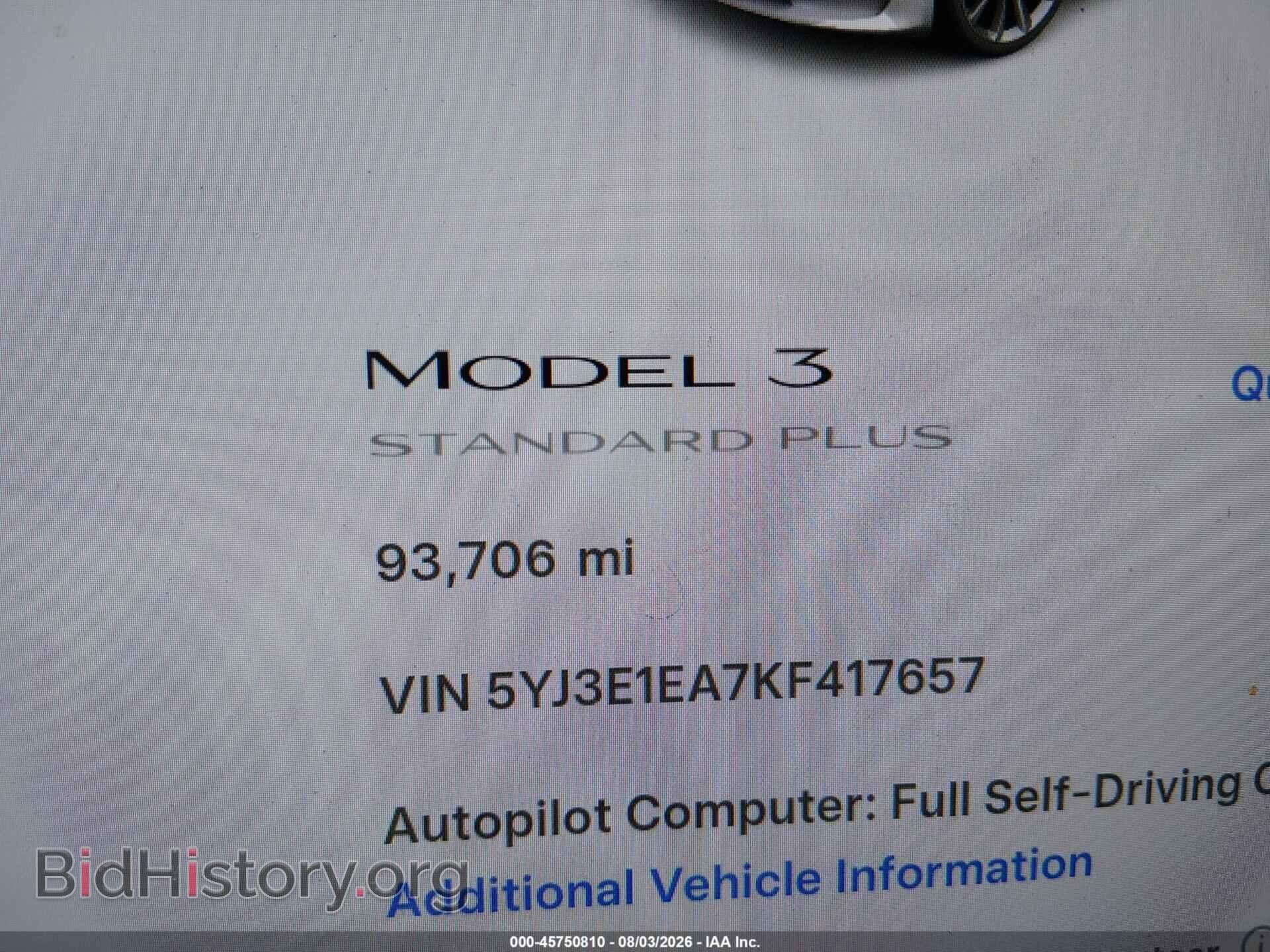2019 TESLA MODEL 3 - VIN: 5YJ3E1EA7KF417657 - Фото 14