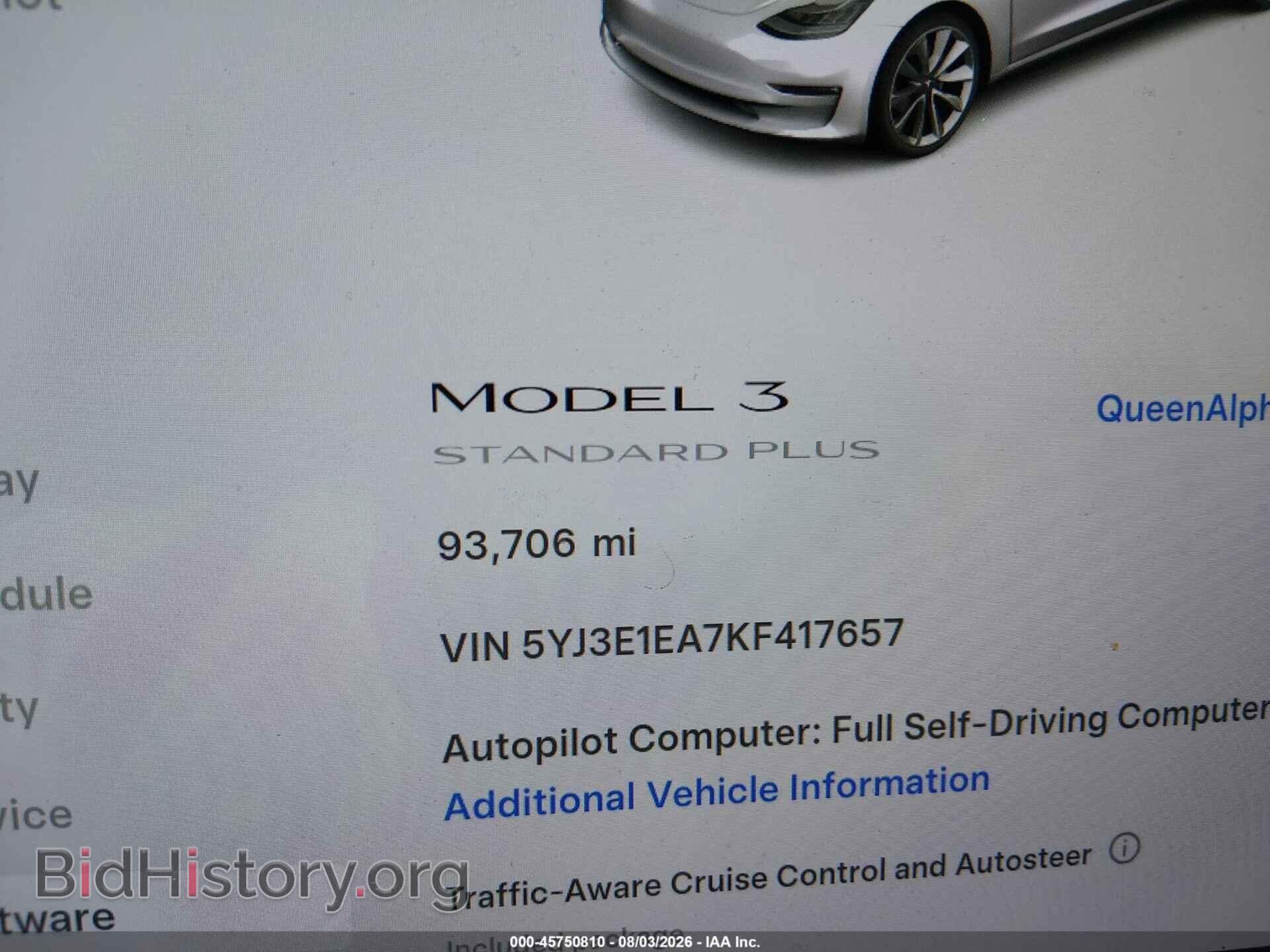 2019 TESLA MODEL 3 - VIN: 5YJ3E1EA7KF417657 - Фото 7