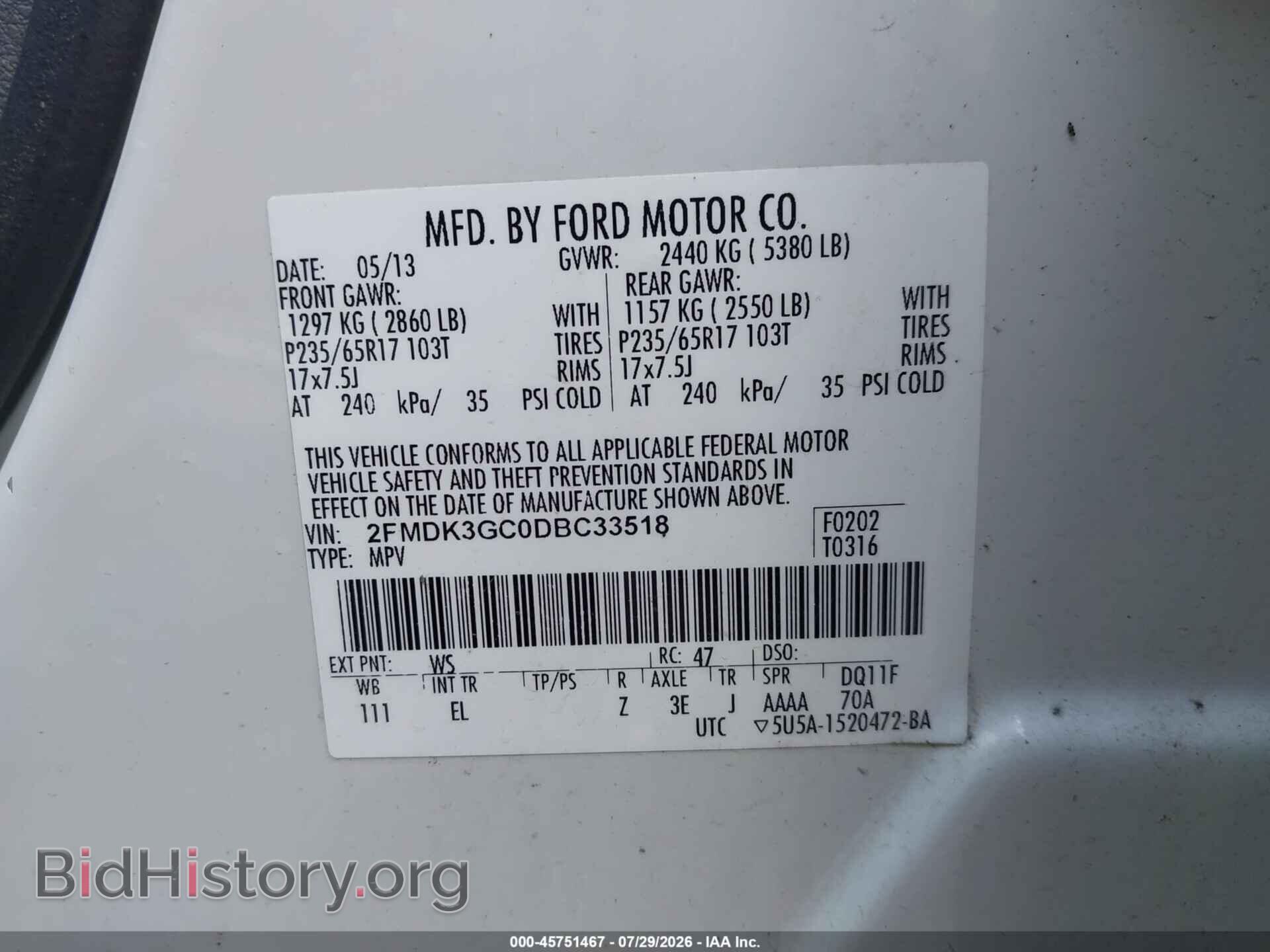 2013 FORD EDGE - VIN: 2FMDK3GC0DBC33518 - Photo 9