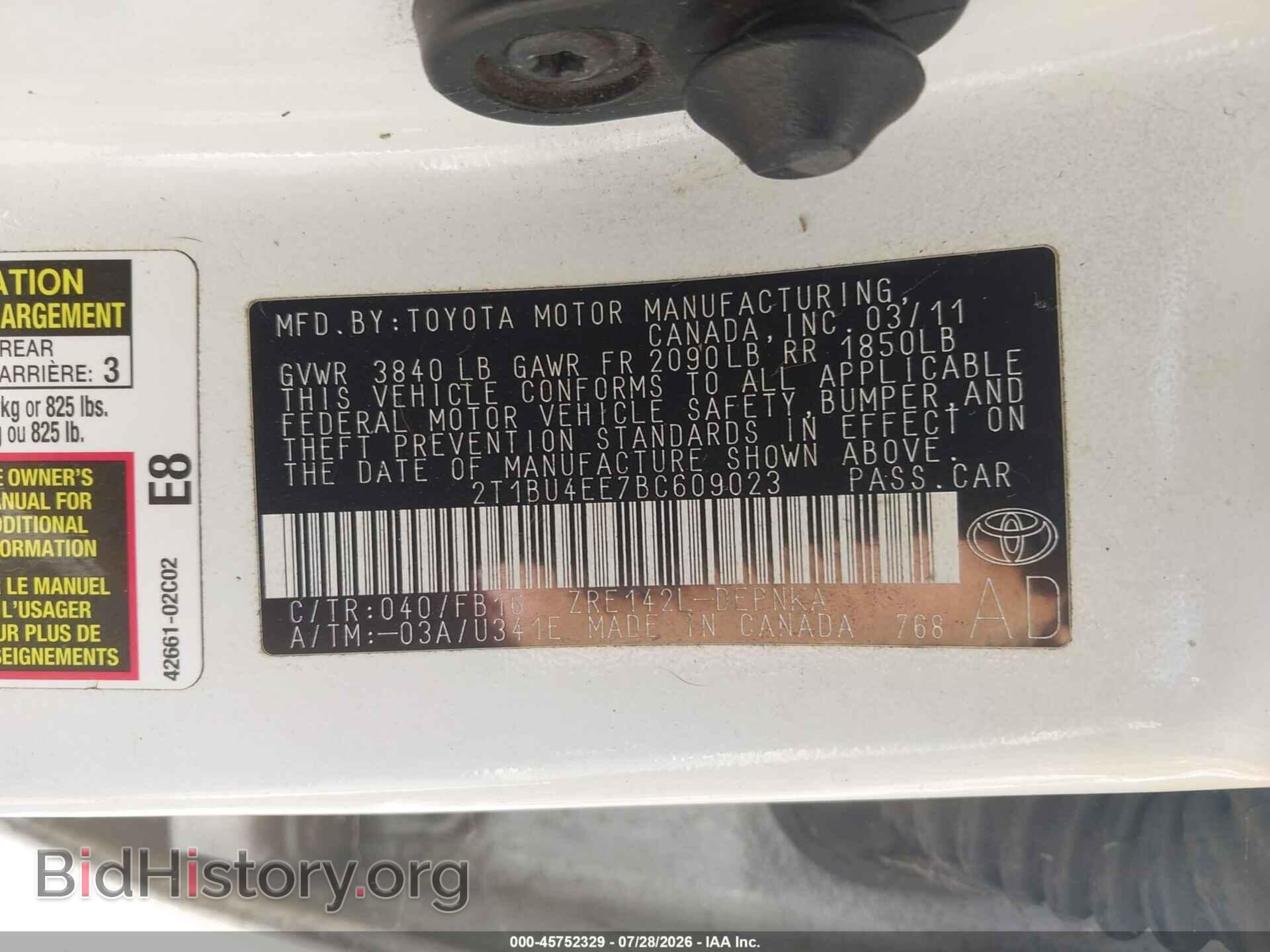 2011 TOYOTA COROLLA - VIN: 2T1BU4EE7BC609023 - Фото 9