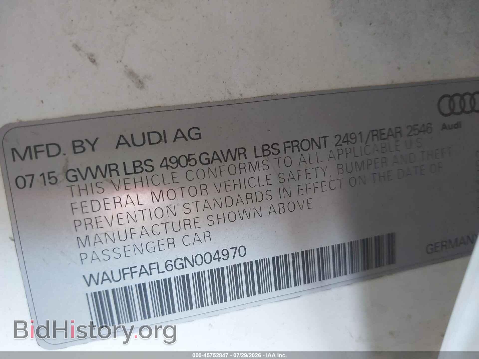2016 AUDI A4 - VIN: WAUFFAFL6GN004970 - Фото 9