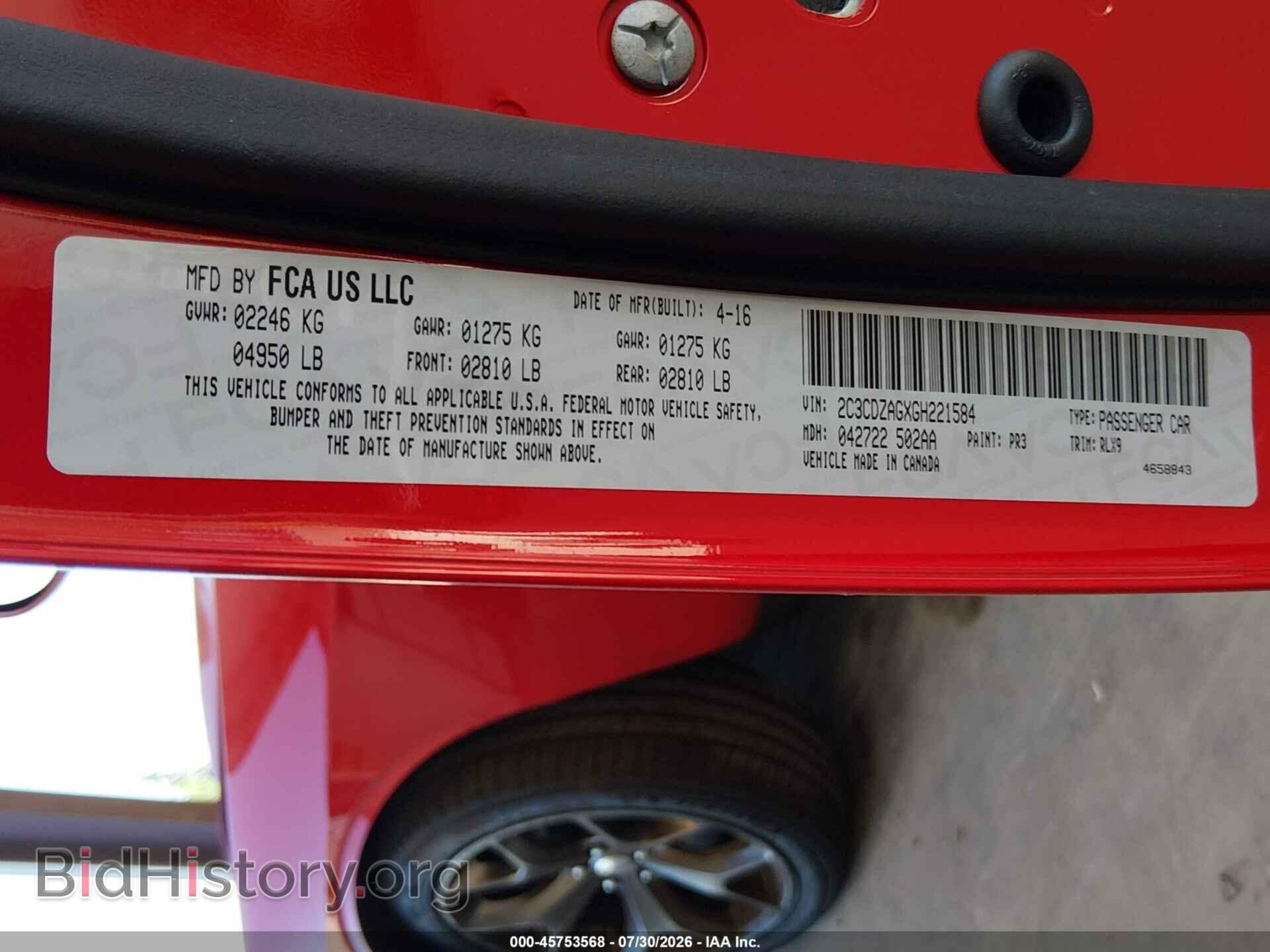 2016 DODGE CHALLENGER - VIN: 2C3CDZAGXGH221584 - Photo 9
