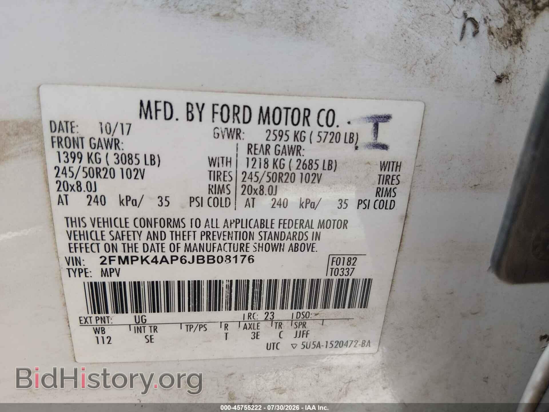 2018 FORD EDGE - VIN: 2FMPK4AP6JBB08176 - Photo 9
