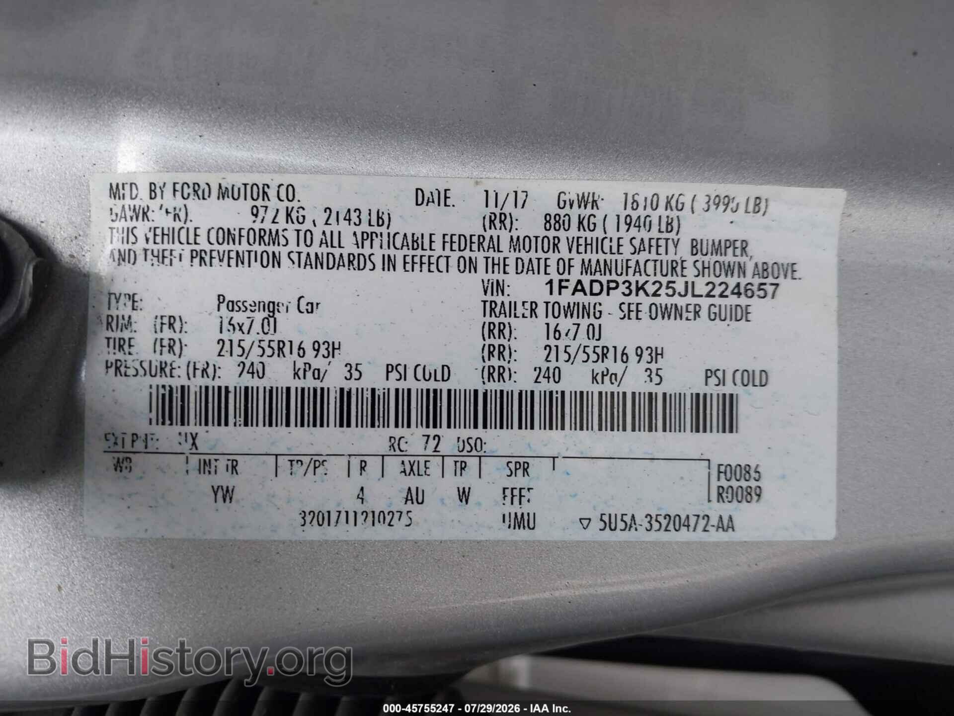 2018 FORD FOCUS - VIN: 1FADP3K25JL224657 - Фото 9