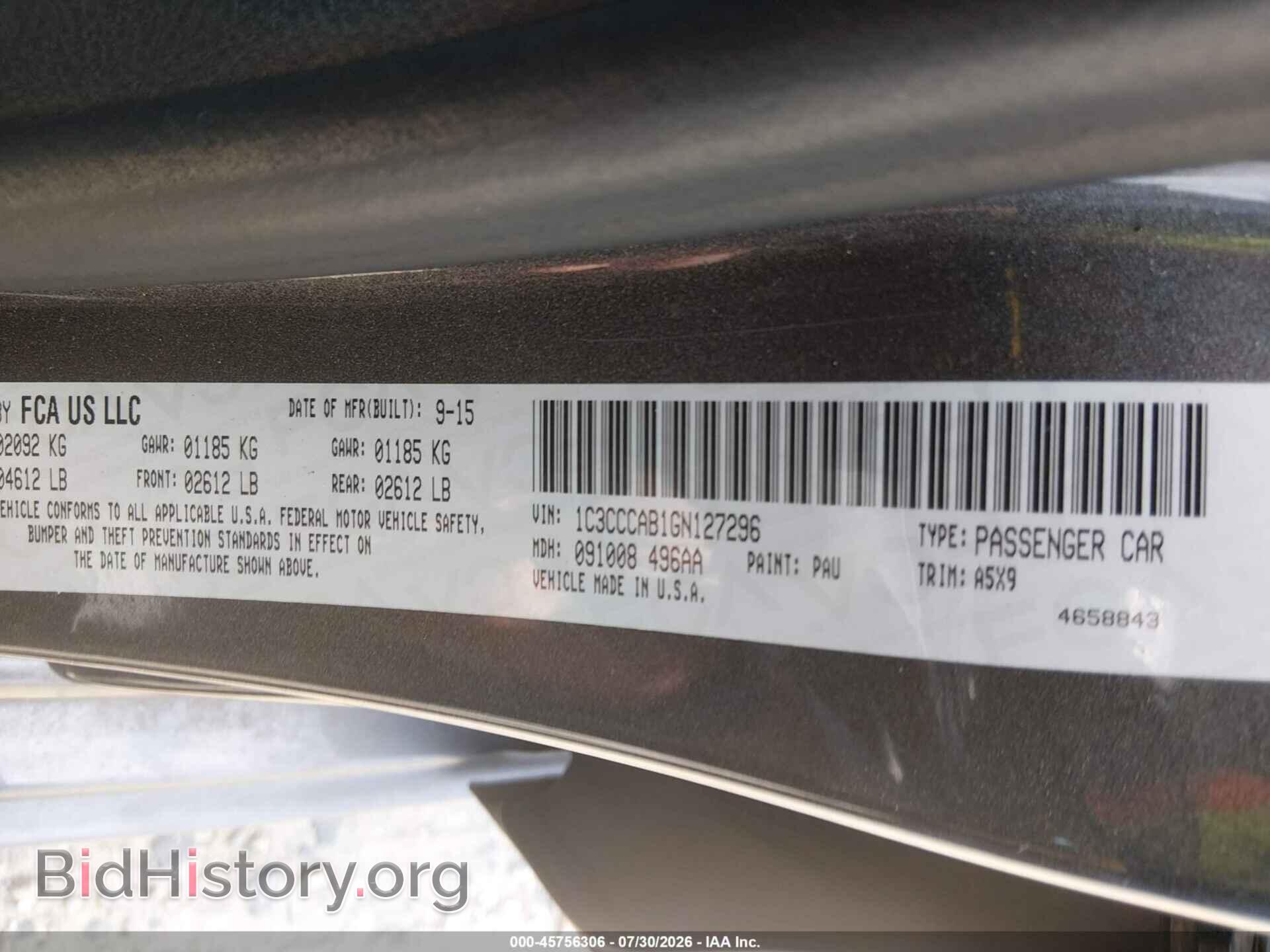 2016 CHRYSLER 200 - VIN: 1C3CCCAB1GN127296 - Фото 9