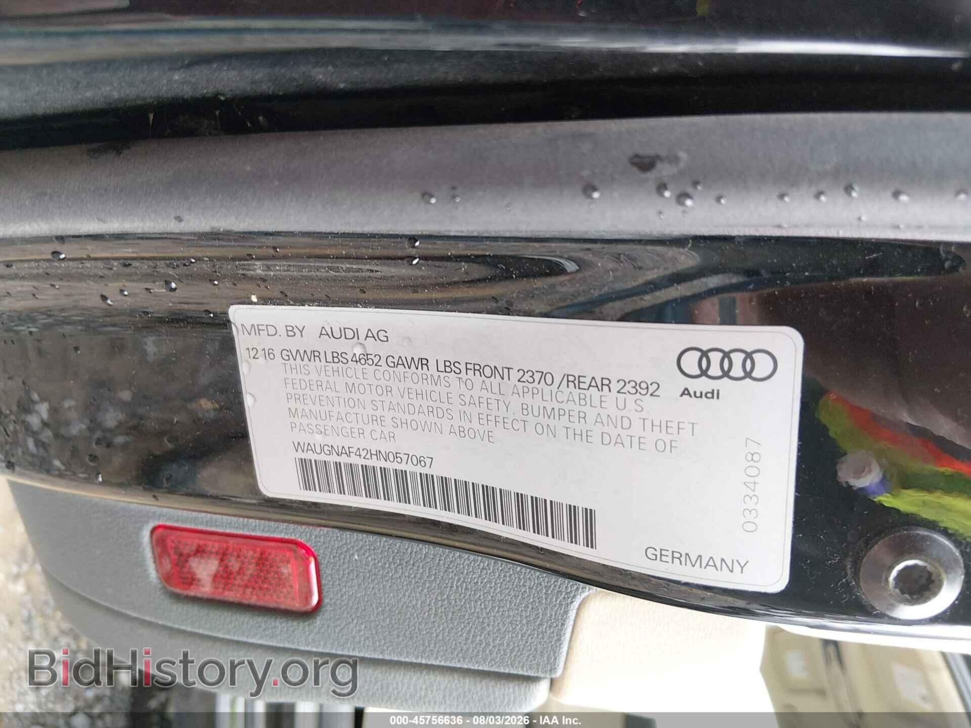 2017 AUDI A4 - VIN: WAUGNAF42HN057067 - Photo 9