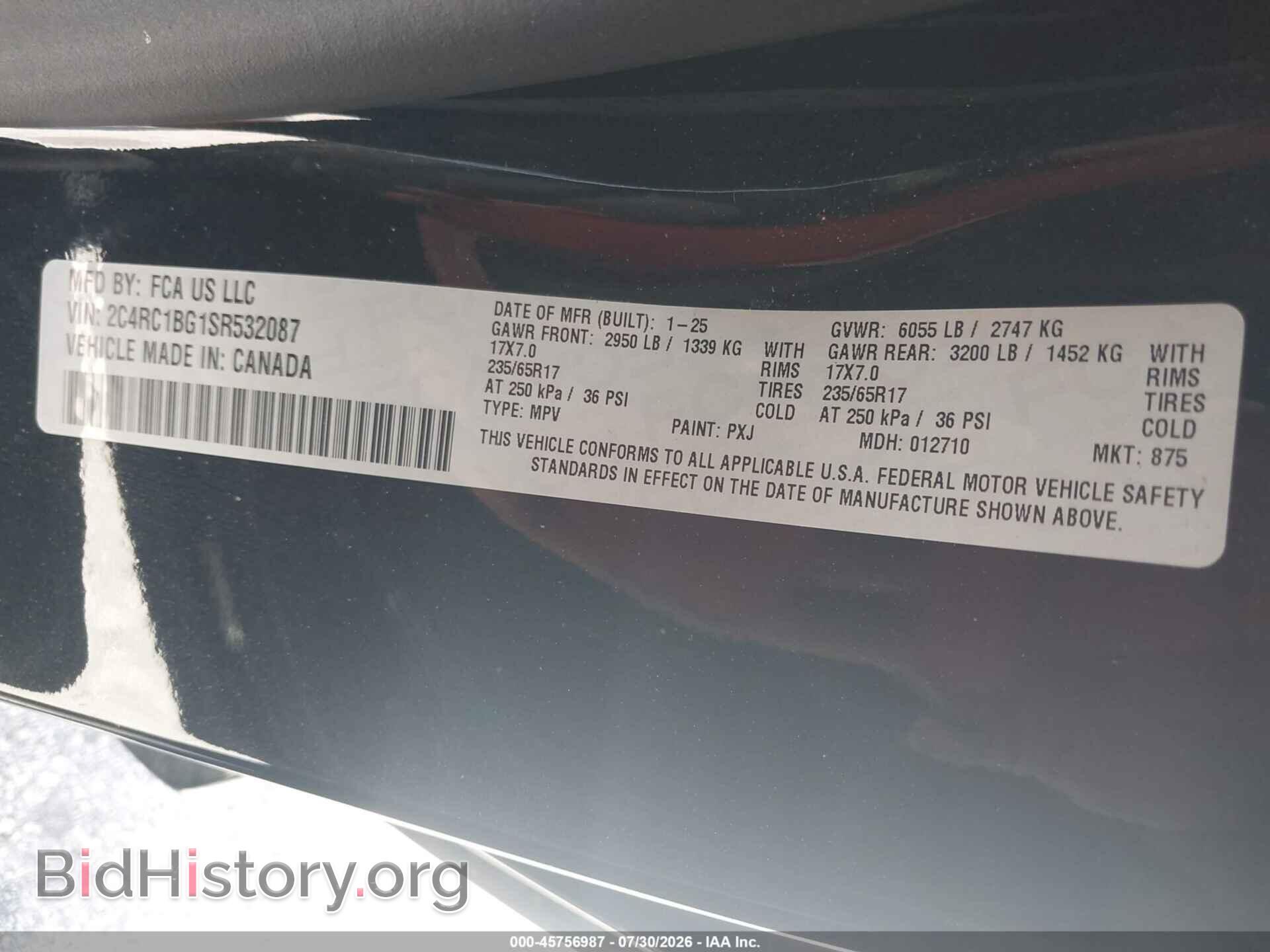 2025 CHRYSLER PACIFICA - VIN: 2C4RC1BG1SR532087 - Photo 9