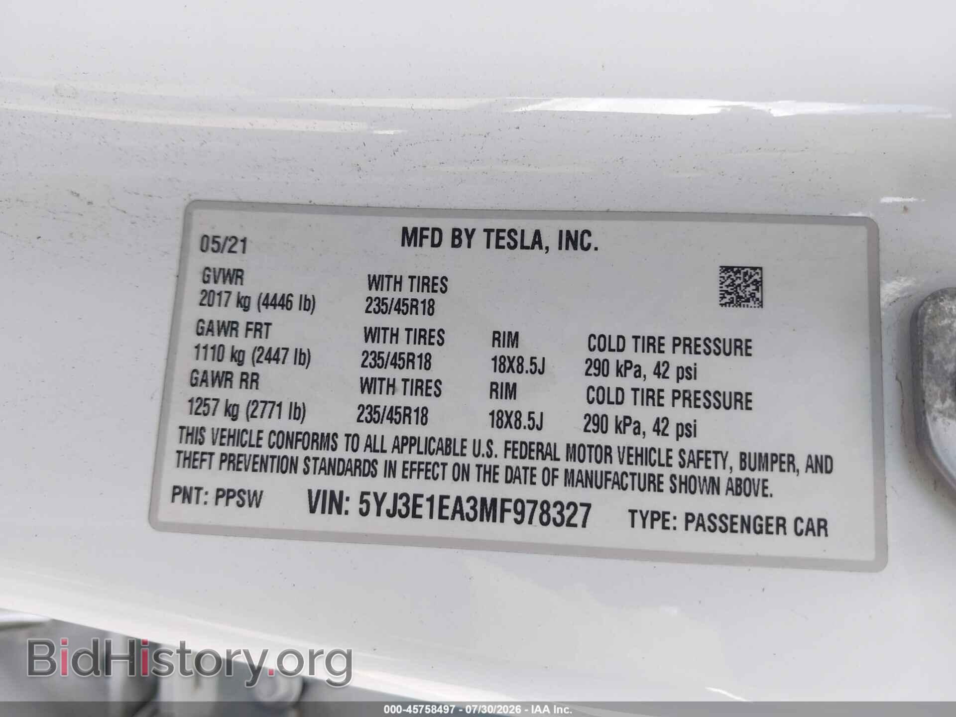 2021 TESLA MODEL 3 - VIN: 5YJ3E1EA3MF978327 - Photo 9