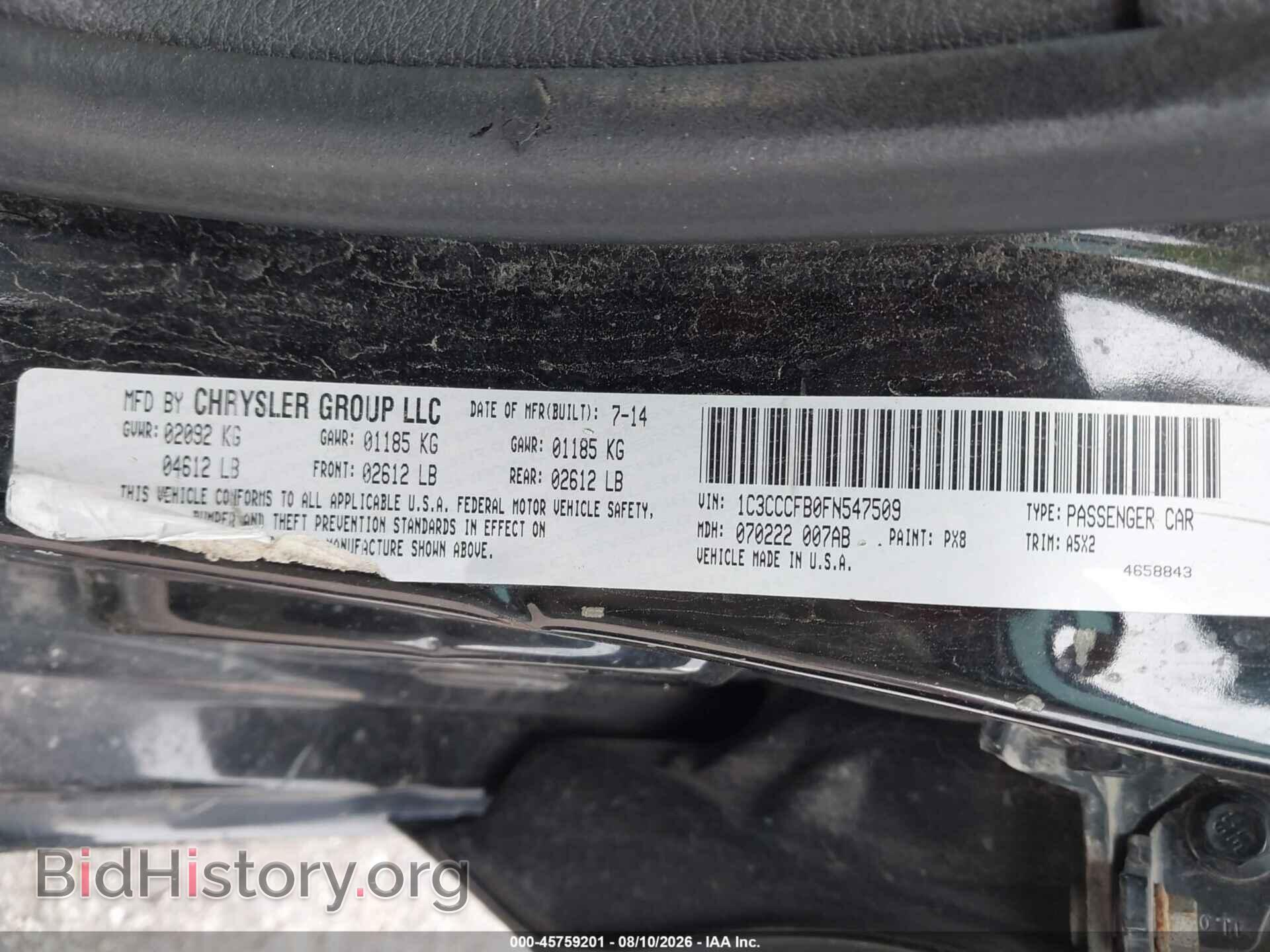 2015 CHRYSLER 200 - VIN: 1C3CCCFB0FN547509 - Фото 9