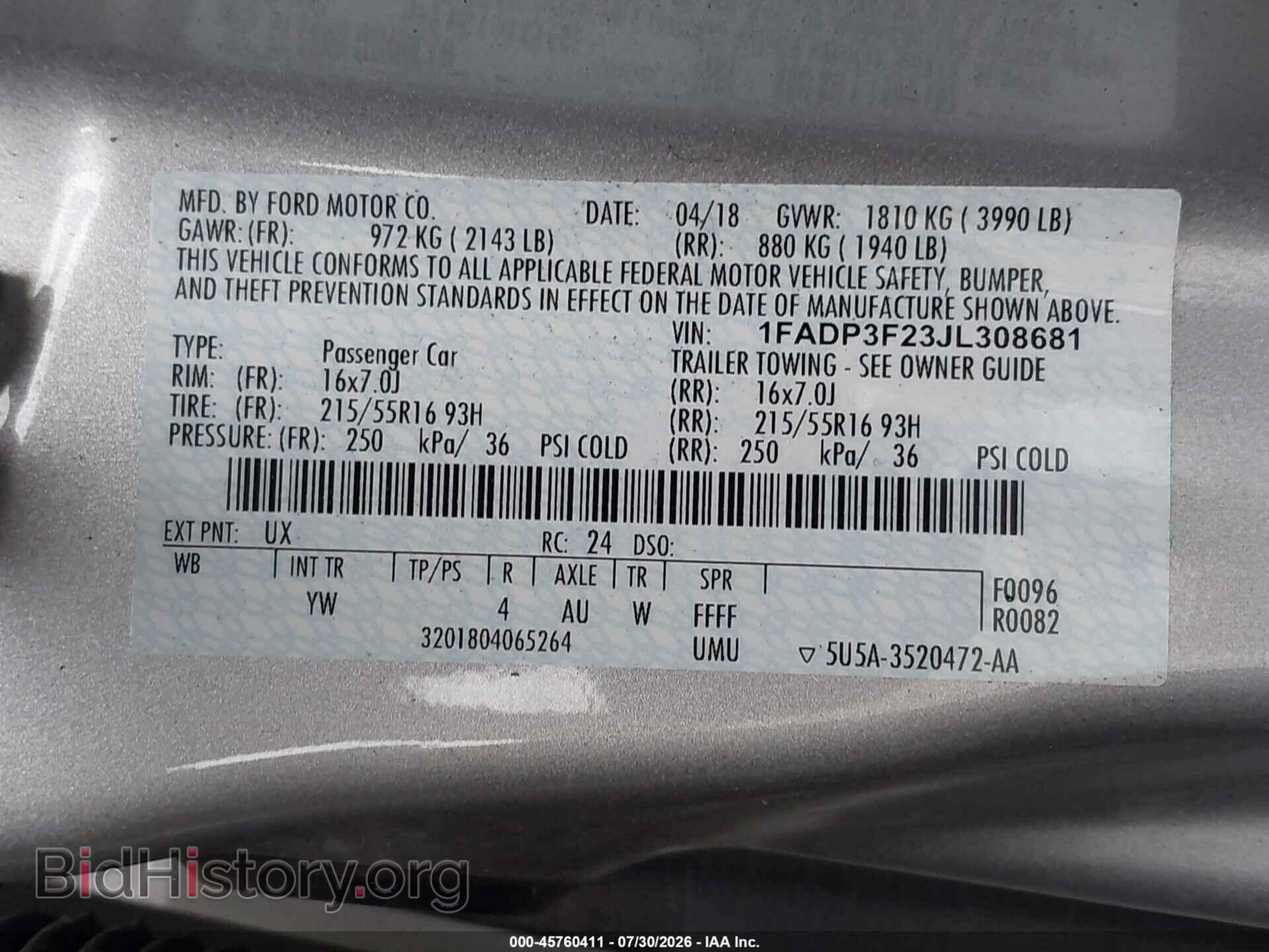 2018 FORD FOCUS - VIN: 1FADP3F23JL308681 - Photo 9