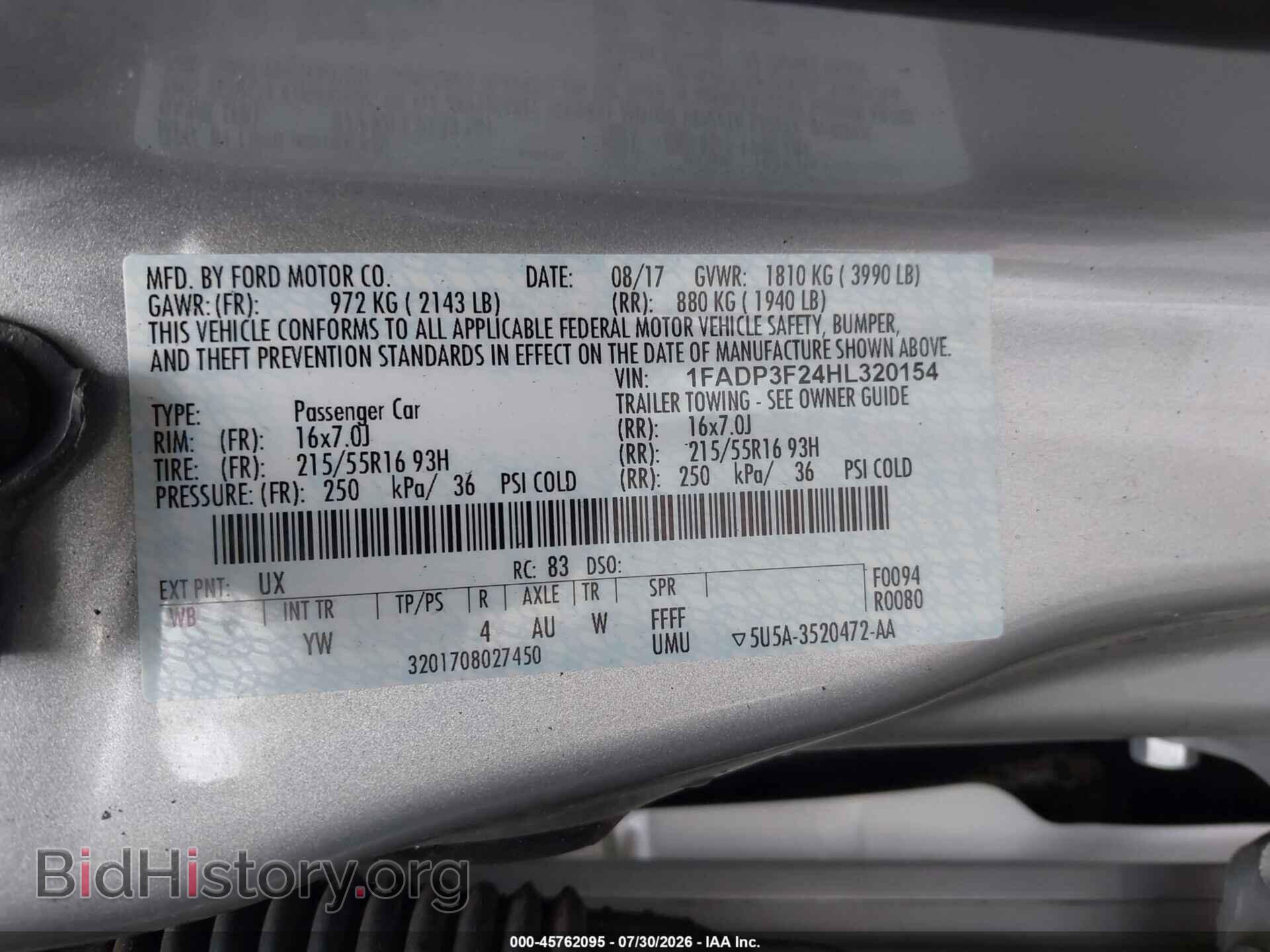 2017 FORD FOCUS - VIN: 1FADP3F24HL320154 - Фото 9