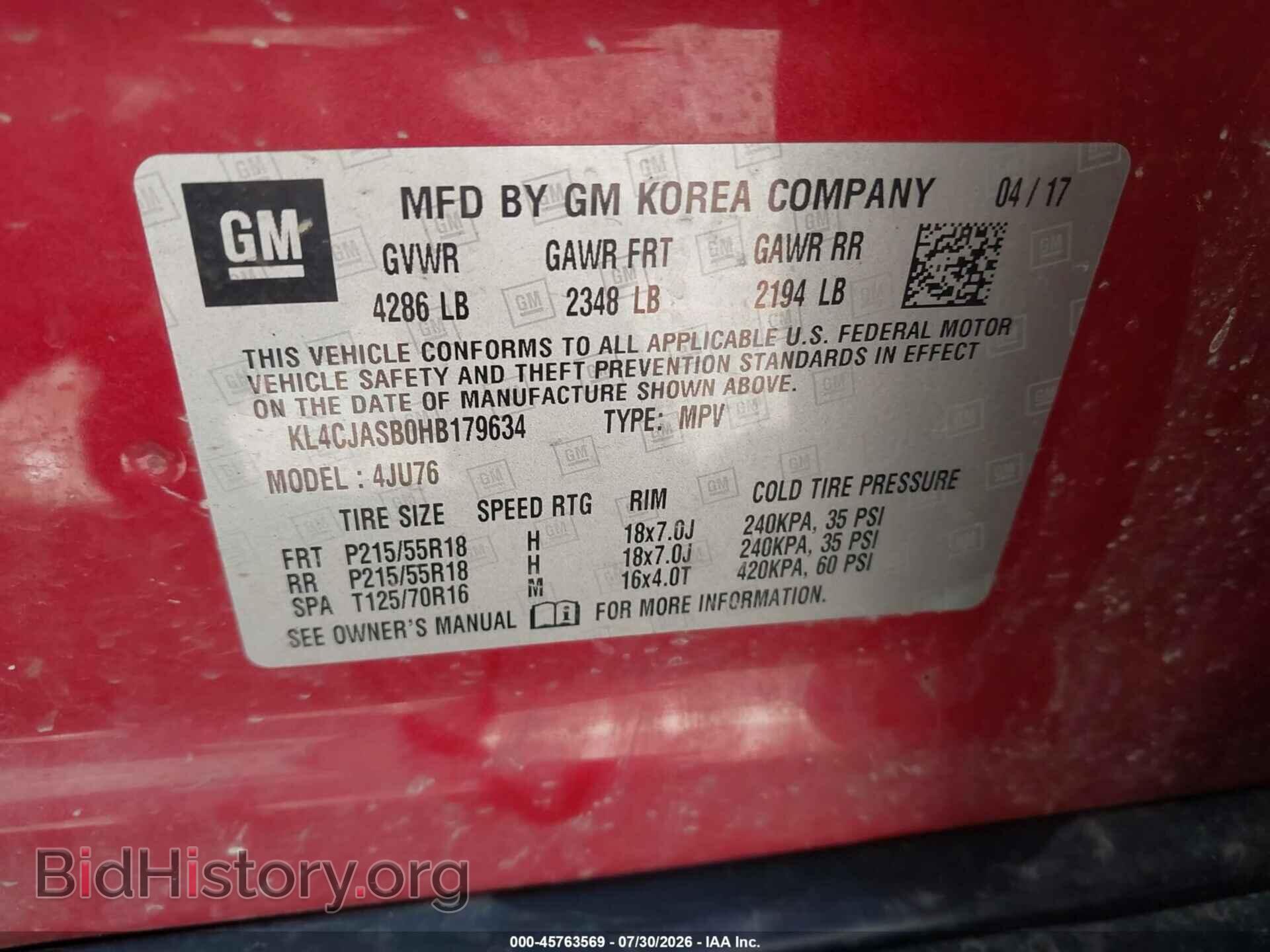 2017 BUICK ENCORE - VIN: KL4CJASB0HB179634 - Photo 9