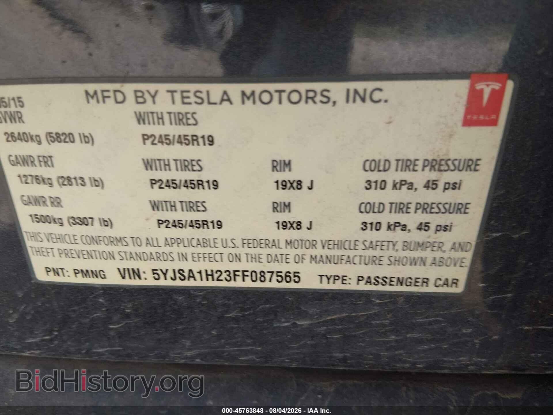 2015 TESLA MODEL S - VIN: 5YJSA1H23FF087565 - Photo 9