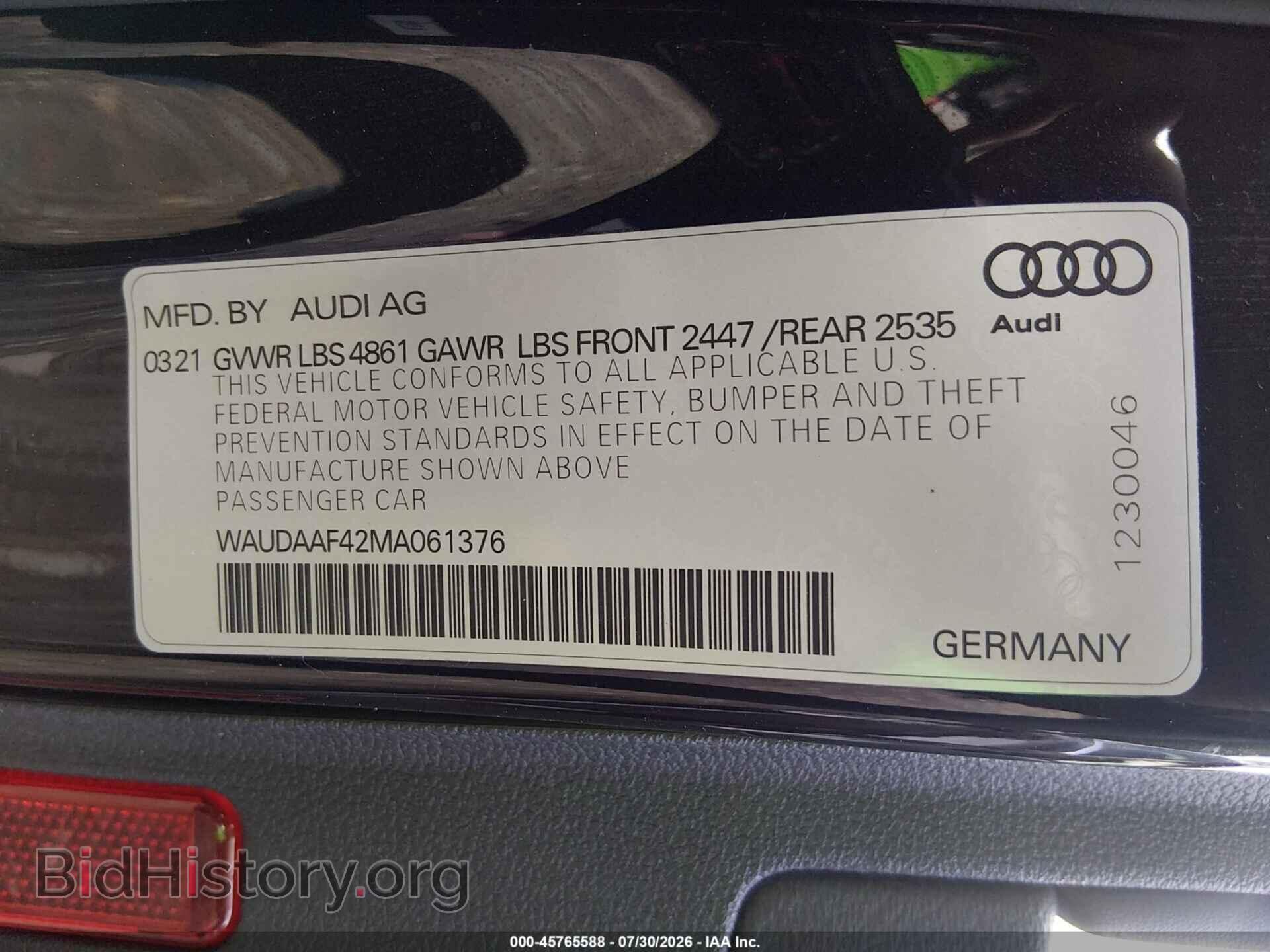 2021 AUDI A4 - VIN: WAUDAAF42MA061376 - Фото 9