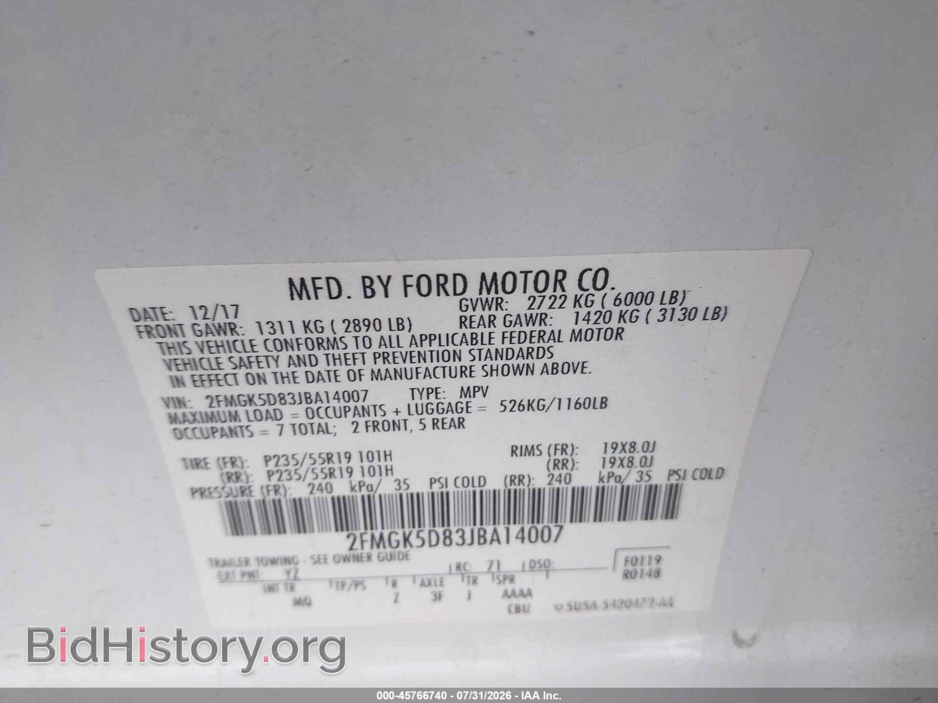 2018 FORD FLEX - VIN: 2FMGK5D83JBA14007 - Photo 9