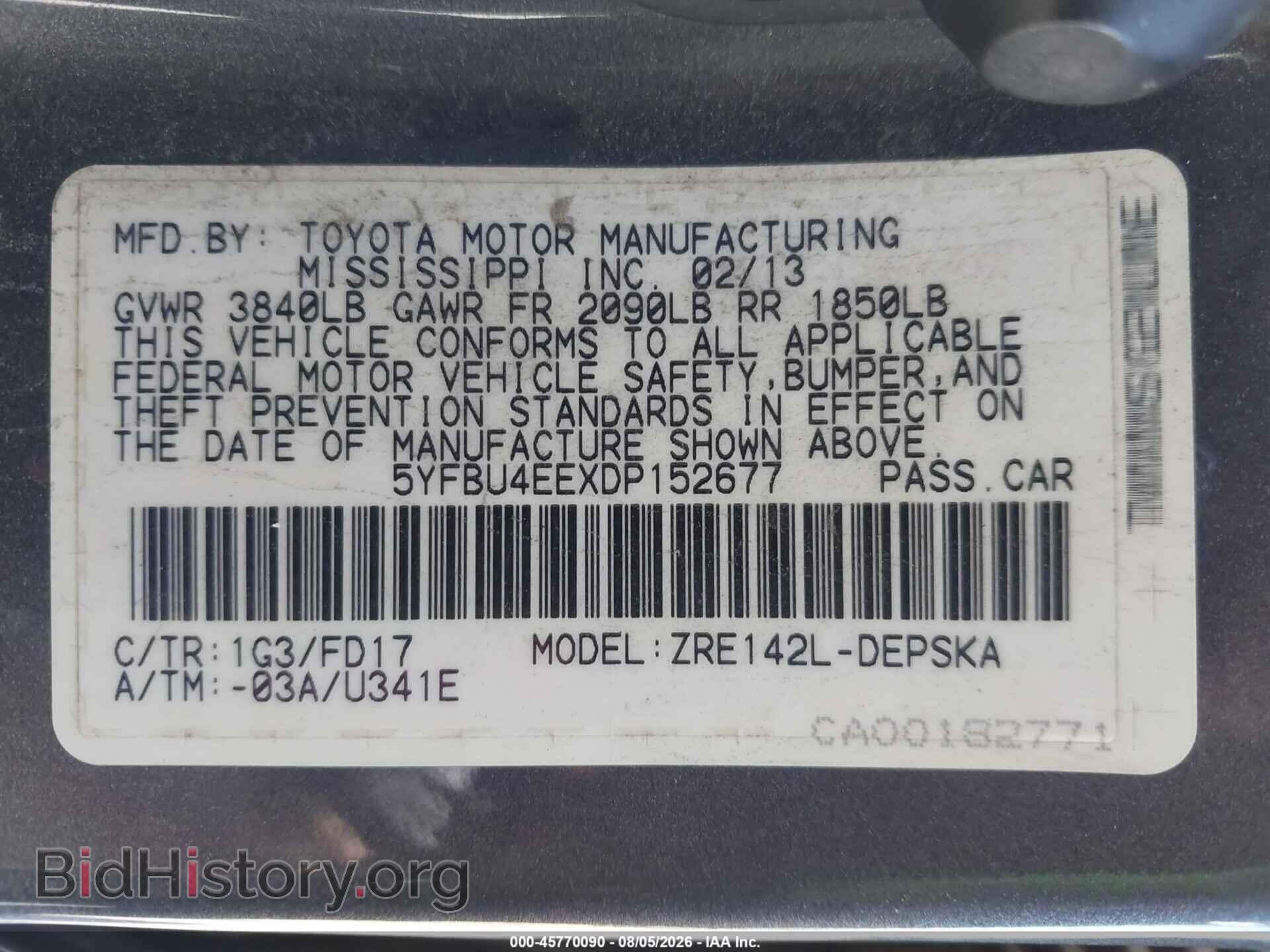 2013 TOYOTA COROLLA - VIN: 5YFBU4EEXDP152677 - Фото 9