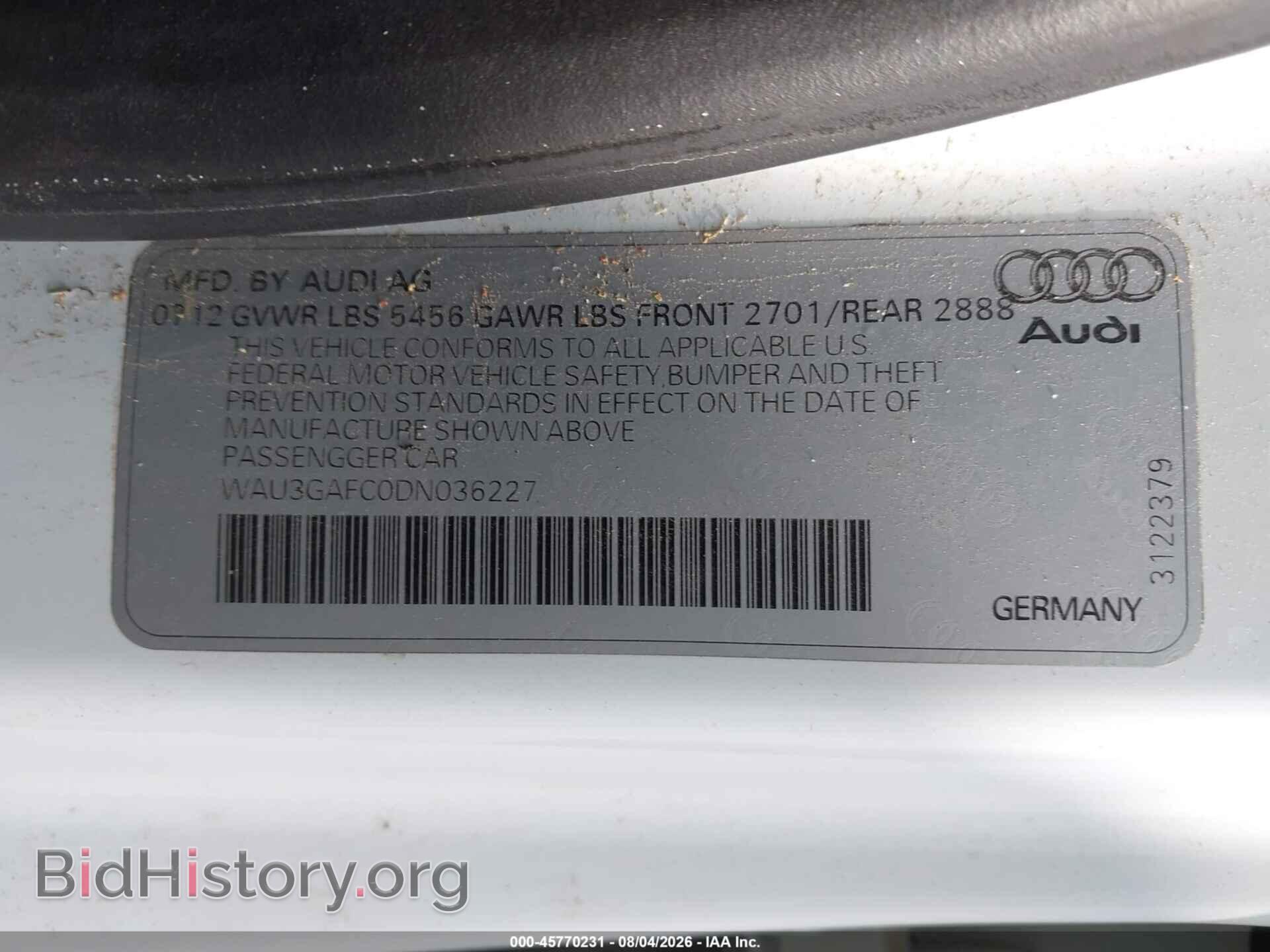 2013 AUDI A7 - VIN: WAU3GAFC0DN036227 - Photo 9