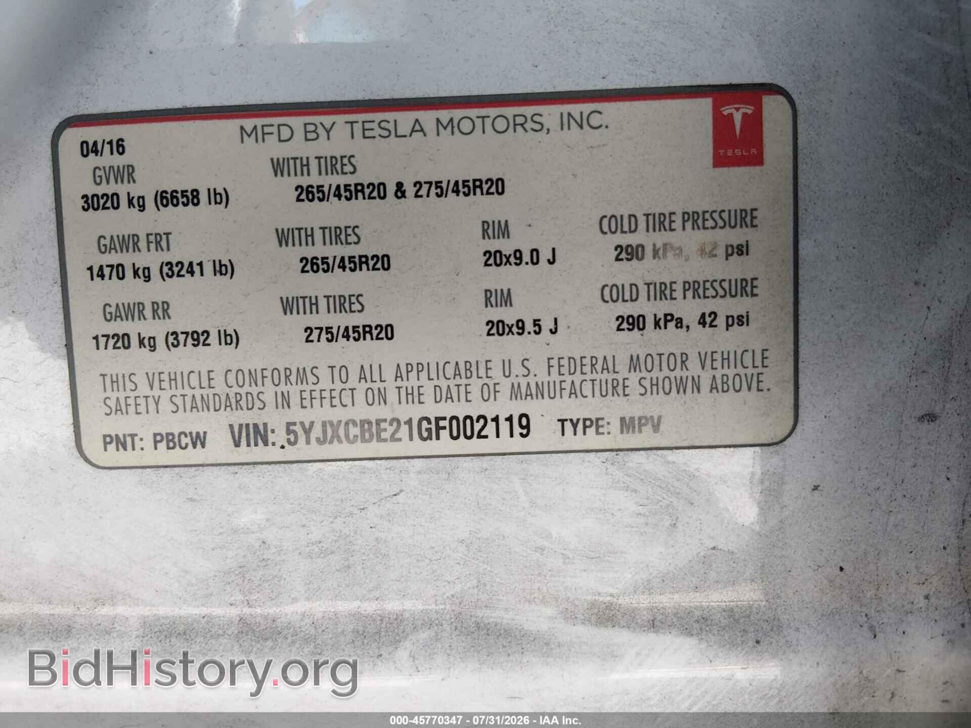 2016 TESLA MODEL X - VIN: 5YJXCBE21GF002119 - Photo 9