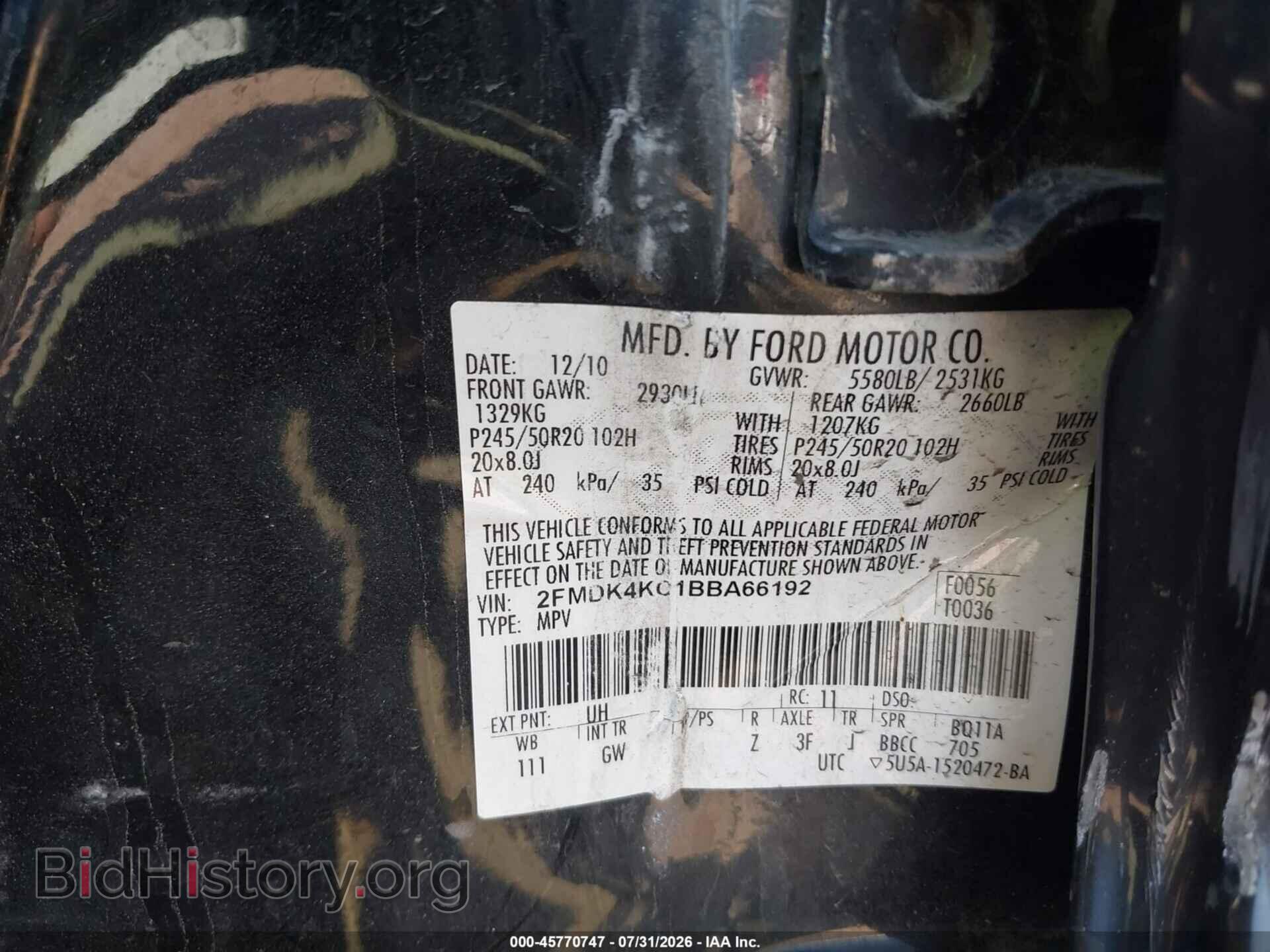 2011 FORD EDGE - VIN: 2FMDK4KC1BBA66192 - Photo 9