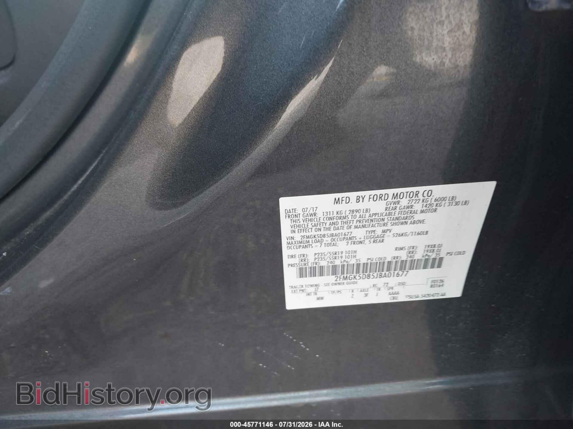 2018 FORD FLEX - VIN: 2FMGK5D85JBA01677 - Фото 9